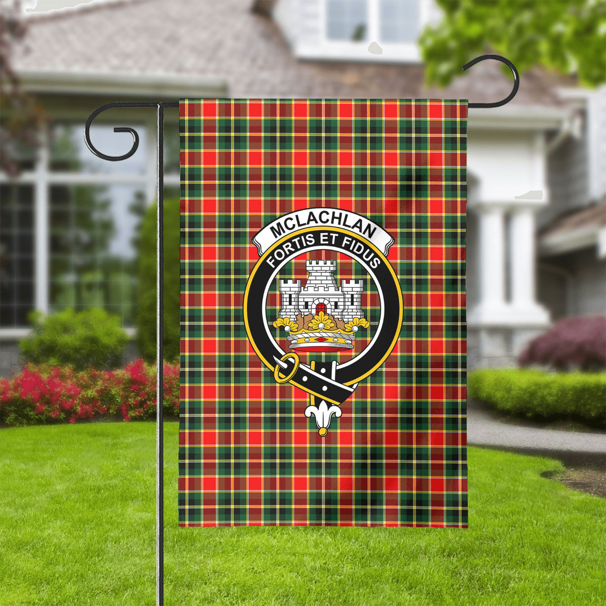 McLachlan Hunting Modern Tartan Crest Garden Flag