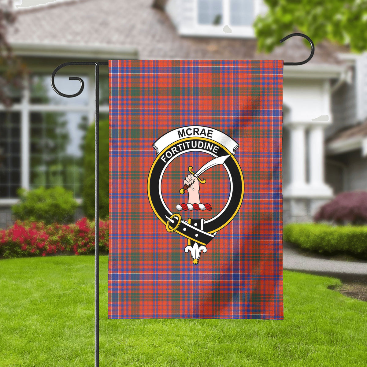 McRae Ancient Tartan Crest Garden Flag