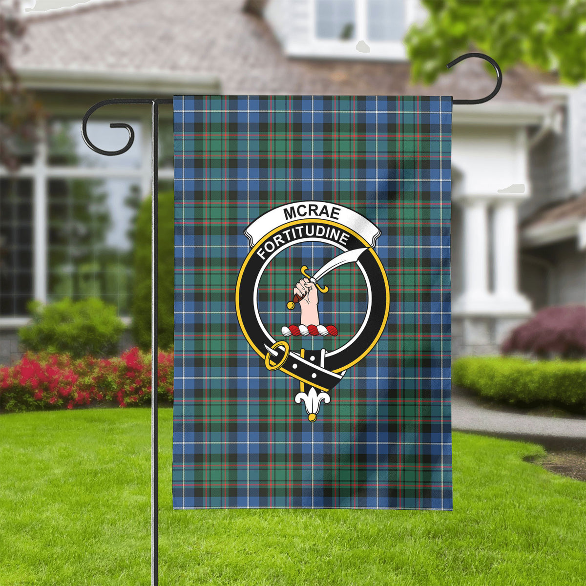 McRae Hunting Ancient Tartan Crest Garden Flag