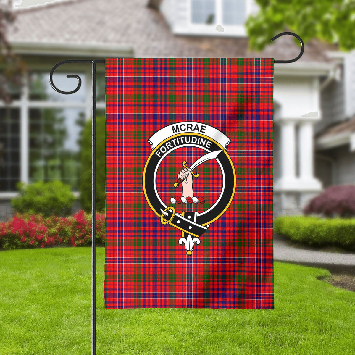 McRae Modern Tartan Crest Garden Flag