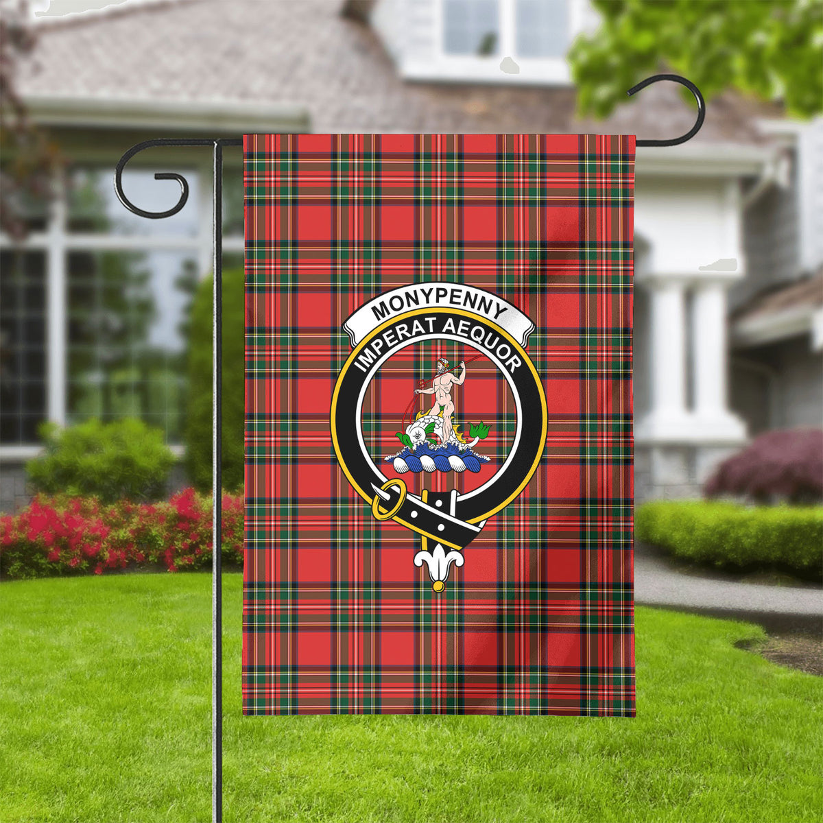 Monypenny Tartan Crest Garden Flag