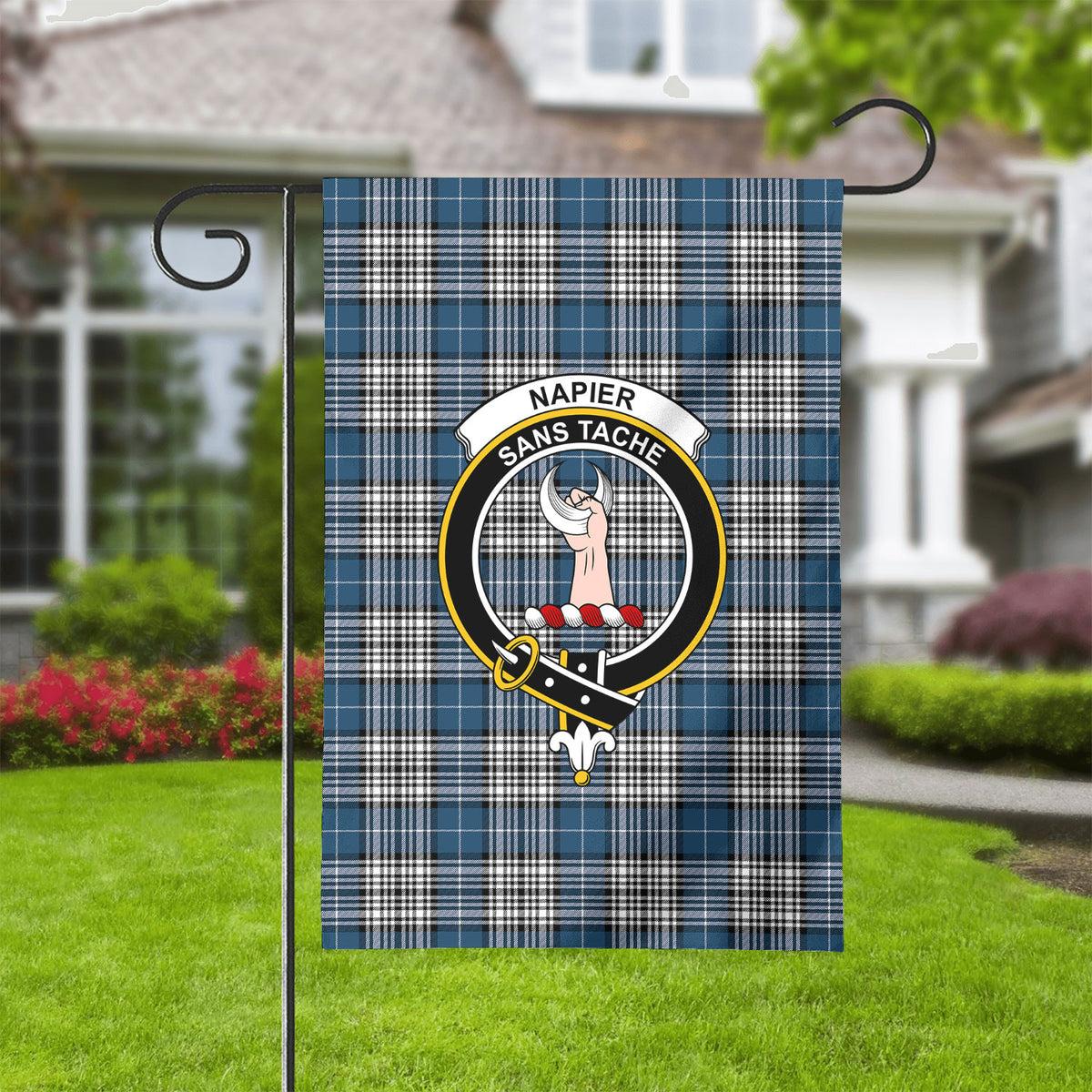 Napier Modern Tartan Crest Garden Flag