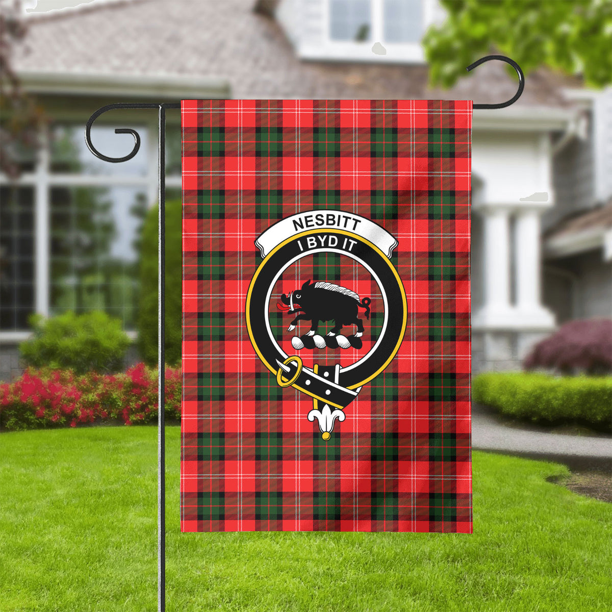 Nesbitt Modern Tartan Crest Garden Flag