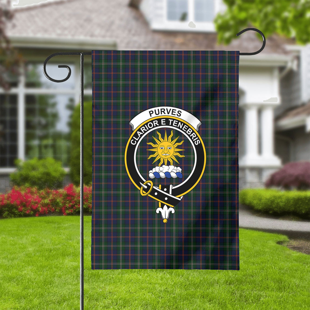 Purves Tartan Crest Garden Flag