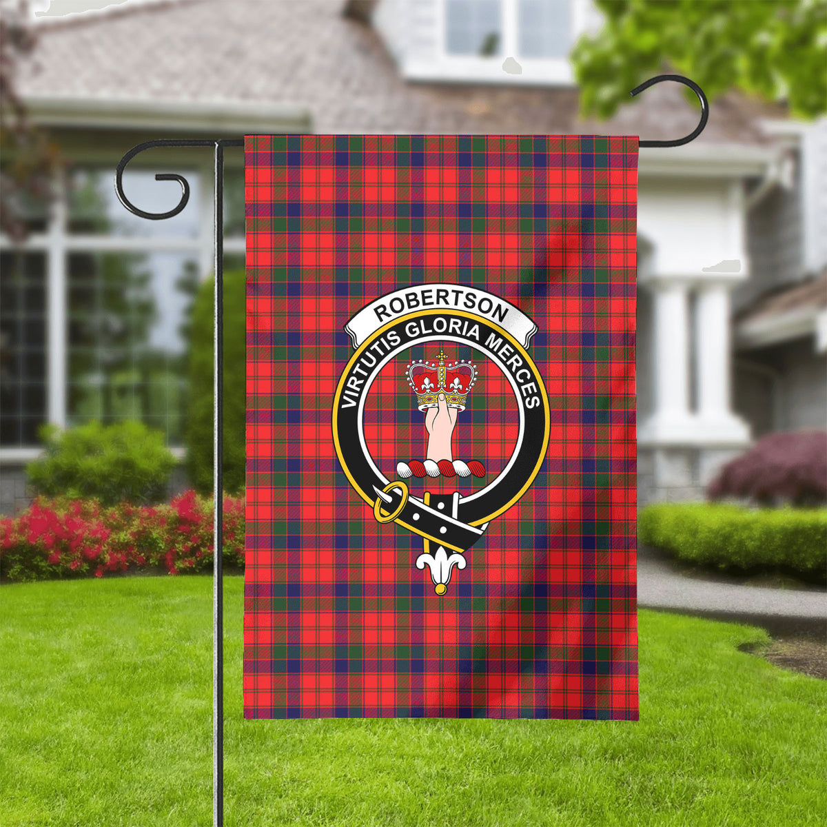 Robertson Modern Tartan Crest Garden Flag