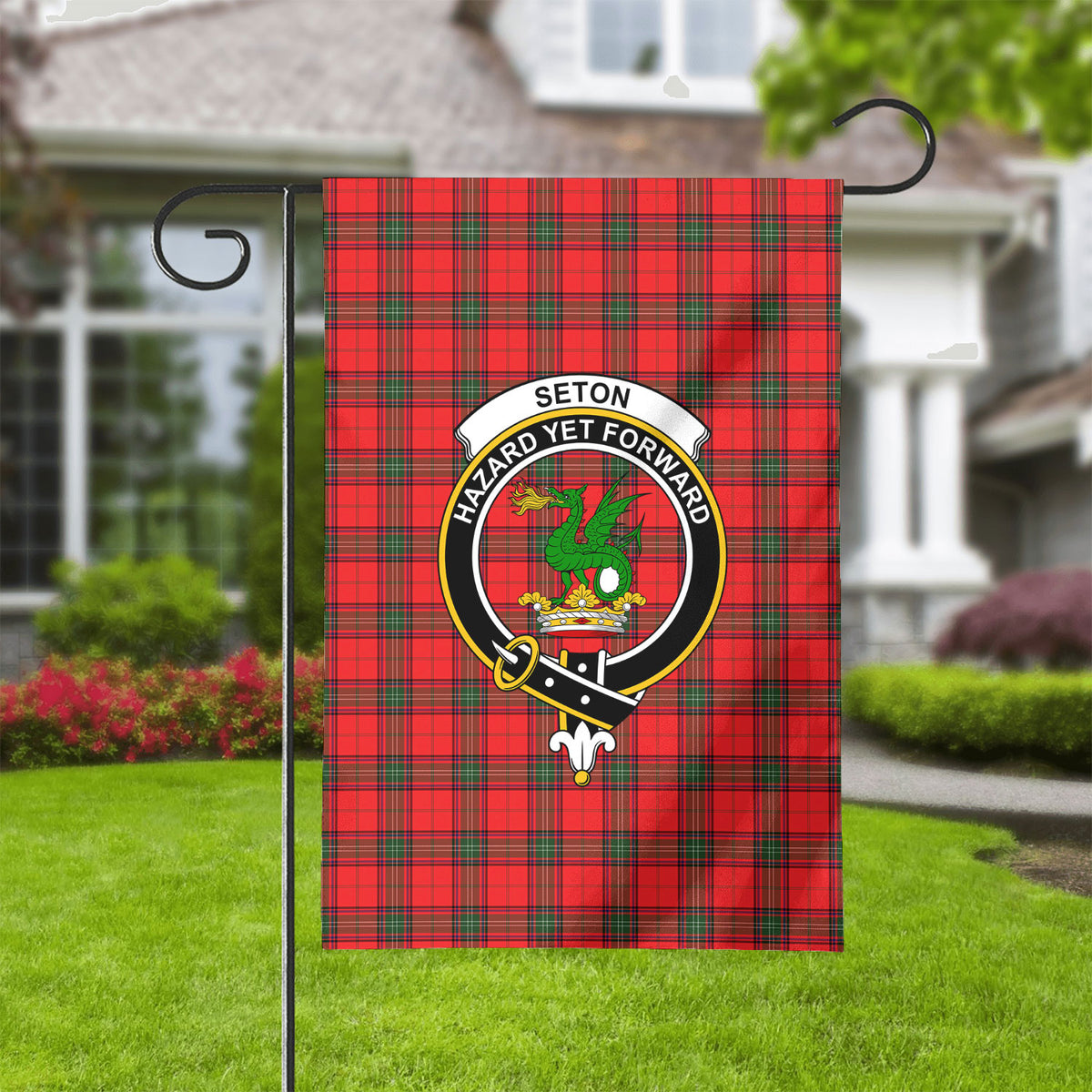 Seton Modern Tartan Crest Garden Flag