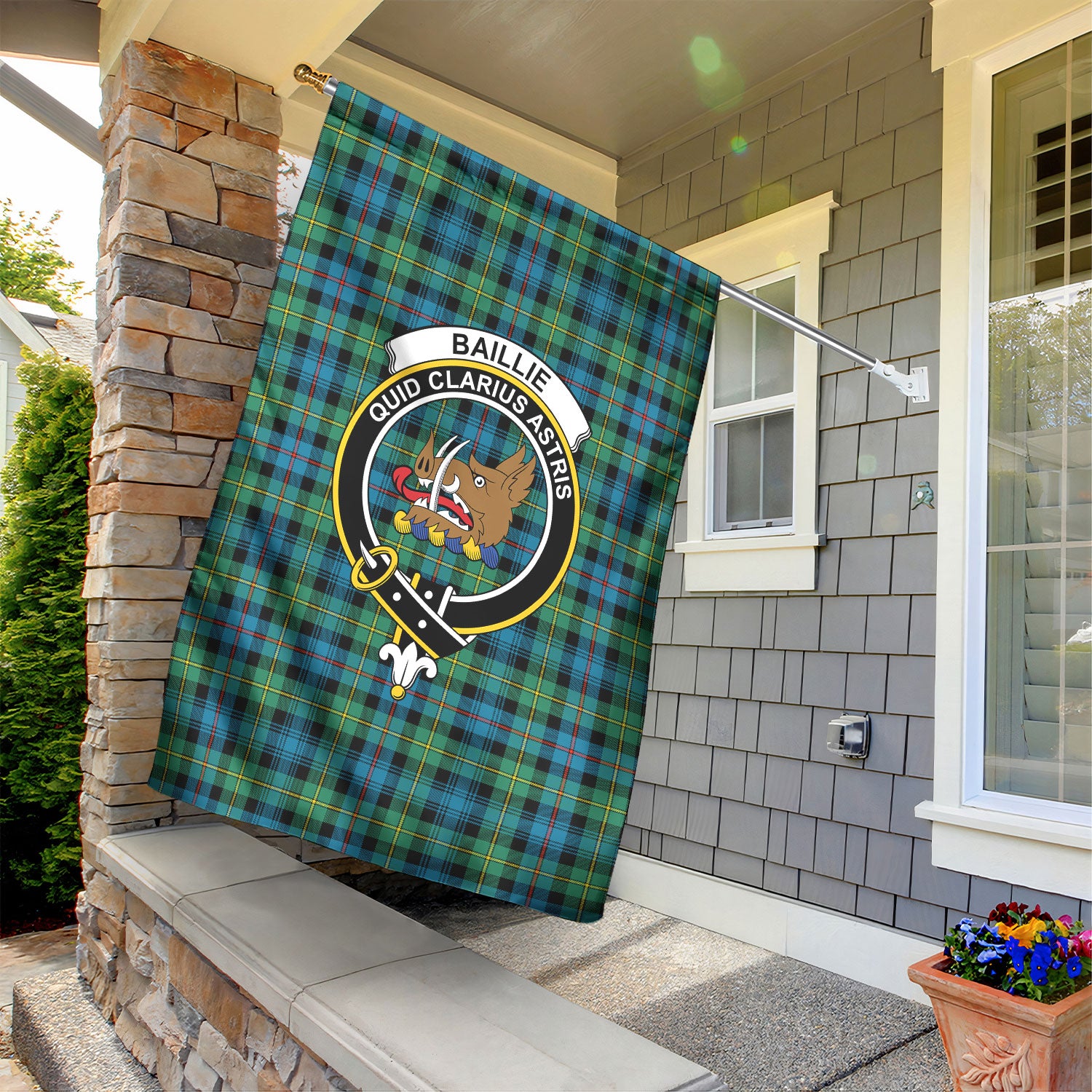 Baillie Ancient Tartan Crest Garden Flag