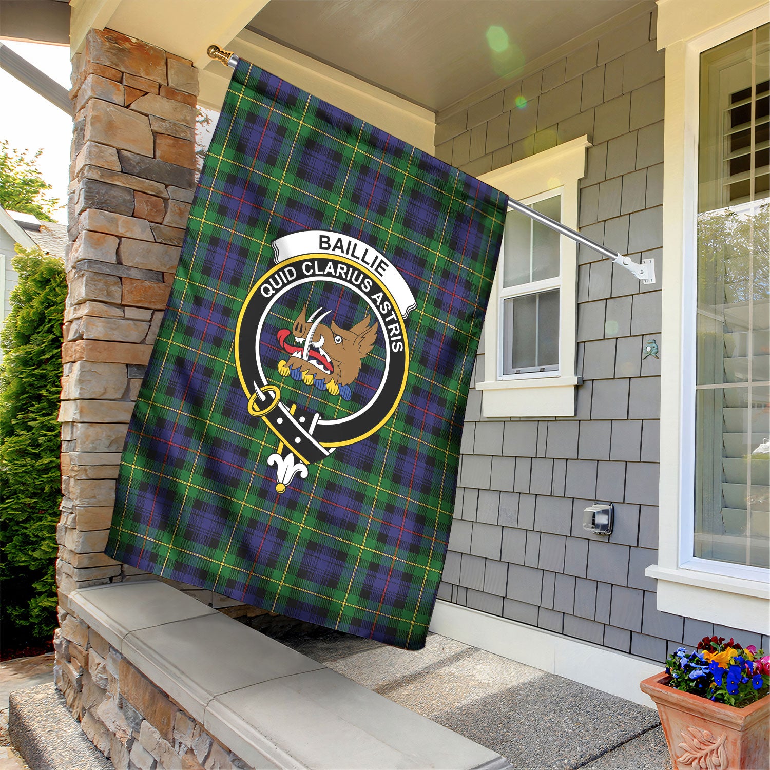 Baillie Tartan Crest Garden Flag