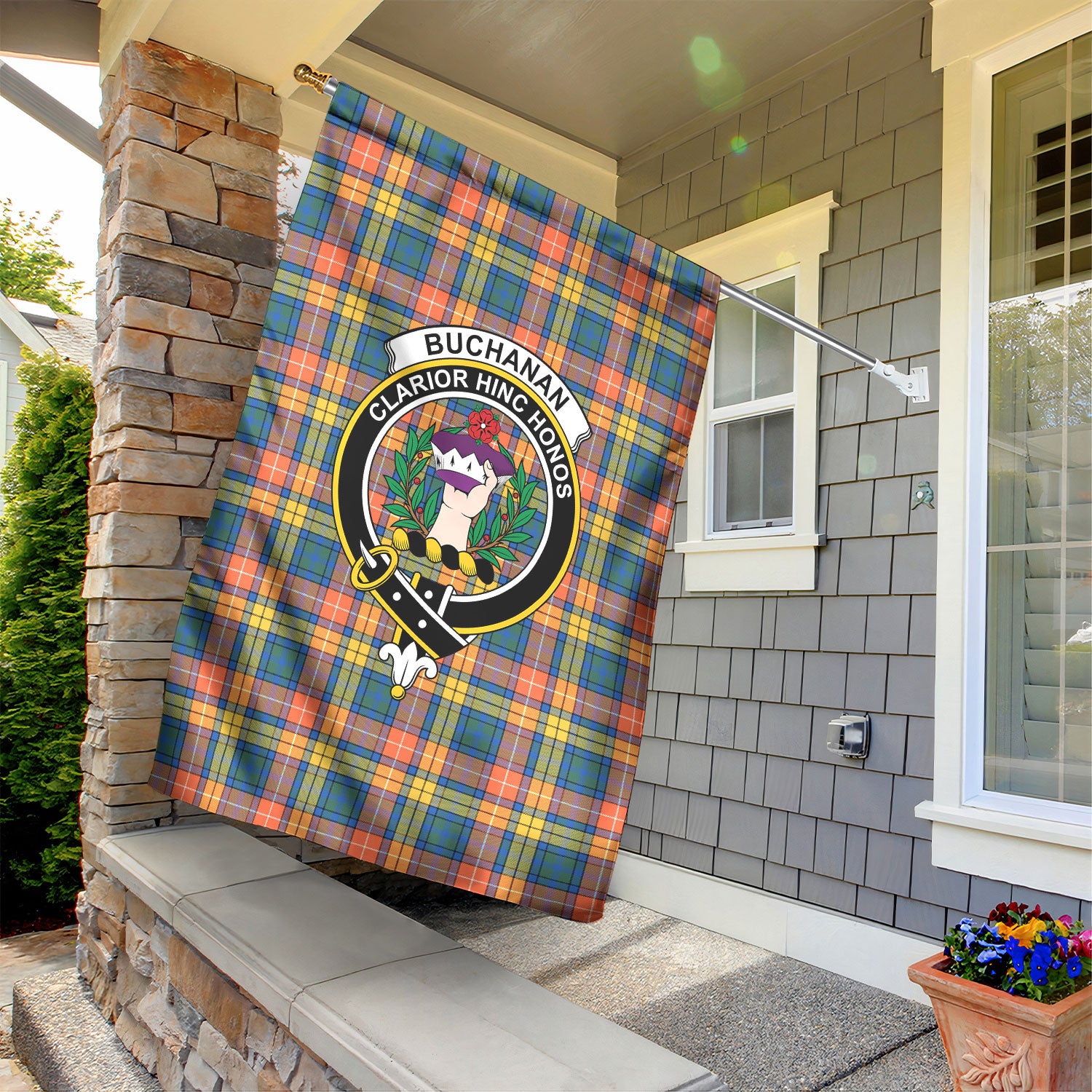 Buchanan Ancient Tartan Crest Garden Flag