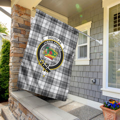 Douglas Grey Modern Tartan Crest Garden Flag