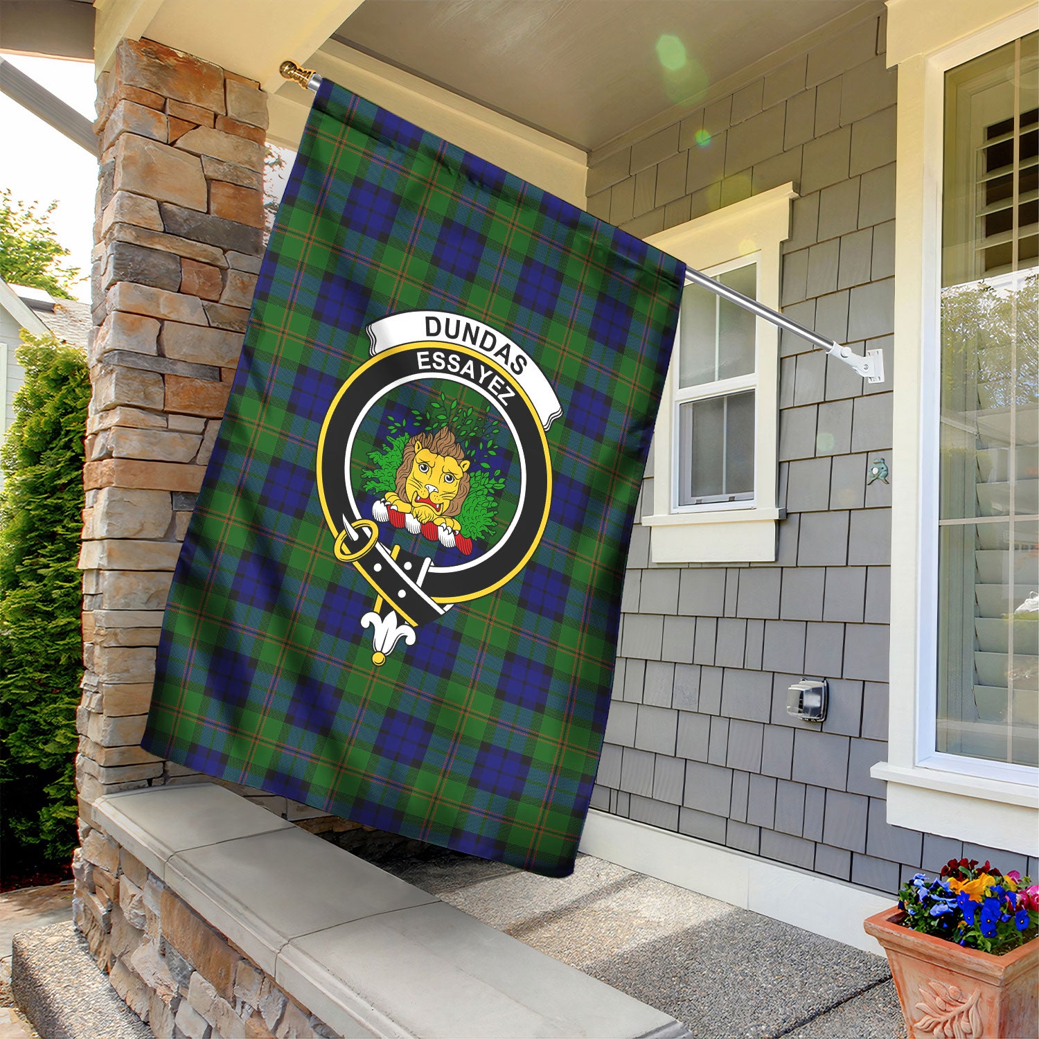 Dundas Modern Tartan Crest Garden Flag