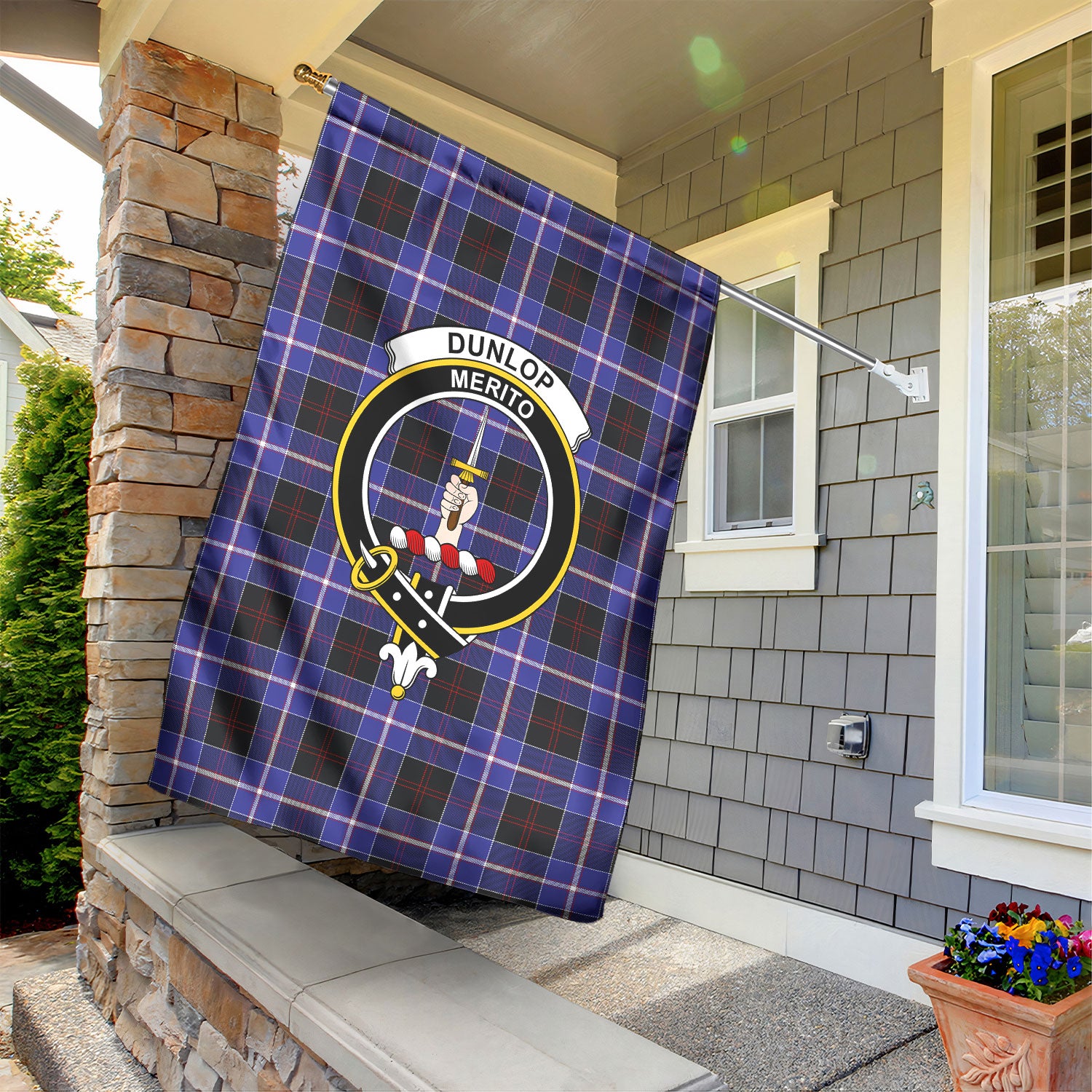 Dunlop Modern Tartan Crest Garden Flag