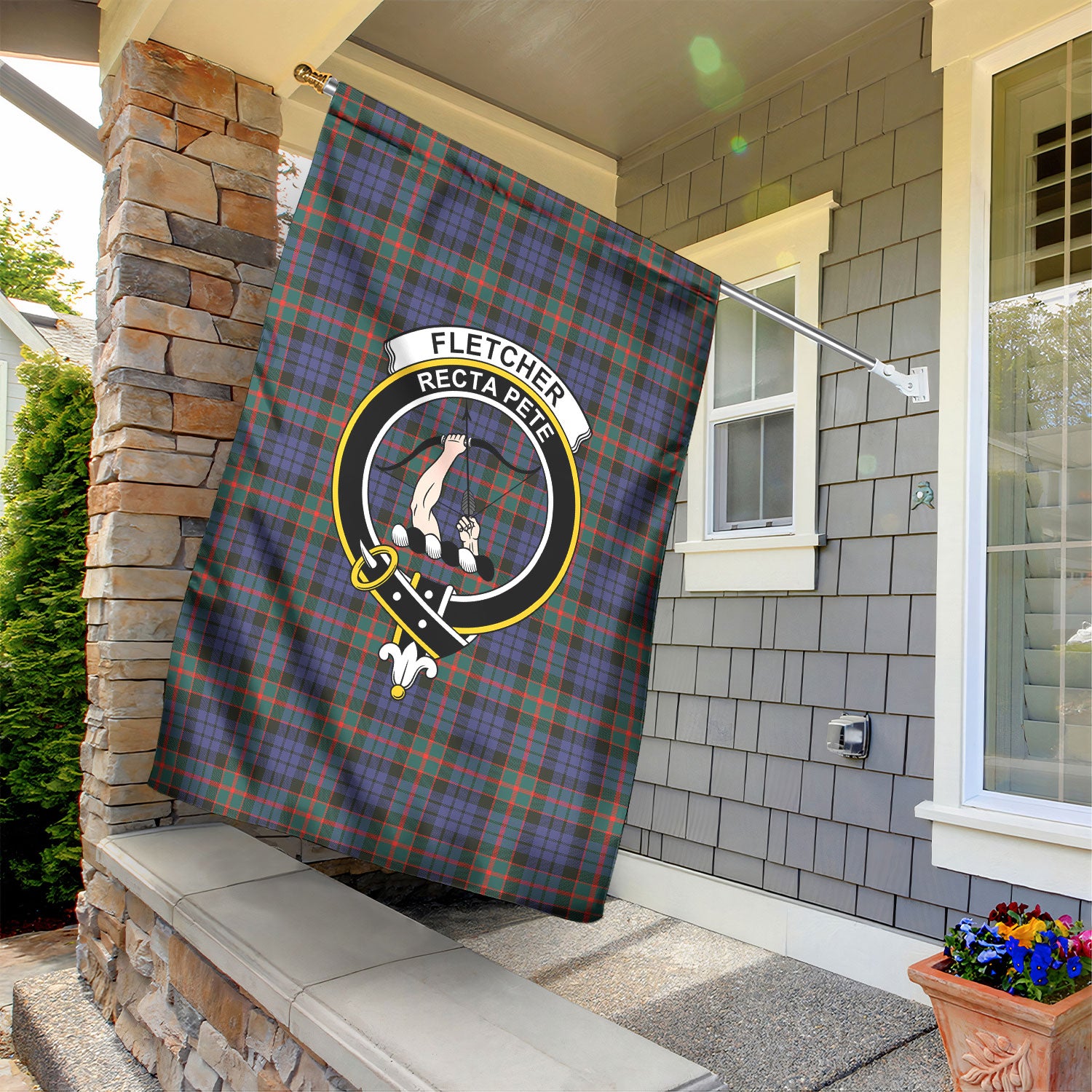 Fletcher of Dunans Tartan Crest Garden Flag