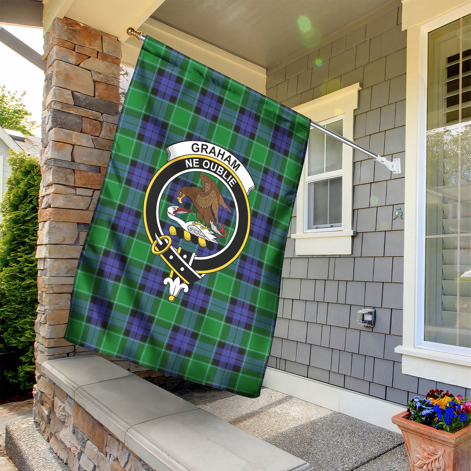 Graham of Menteith Modern Tartan Crest Garden Flag