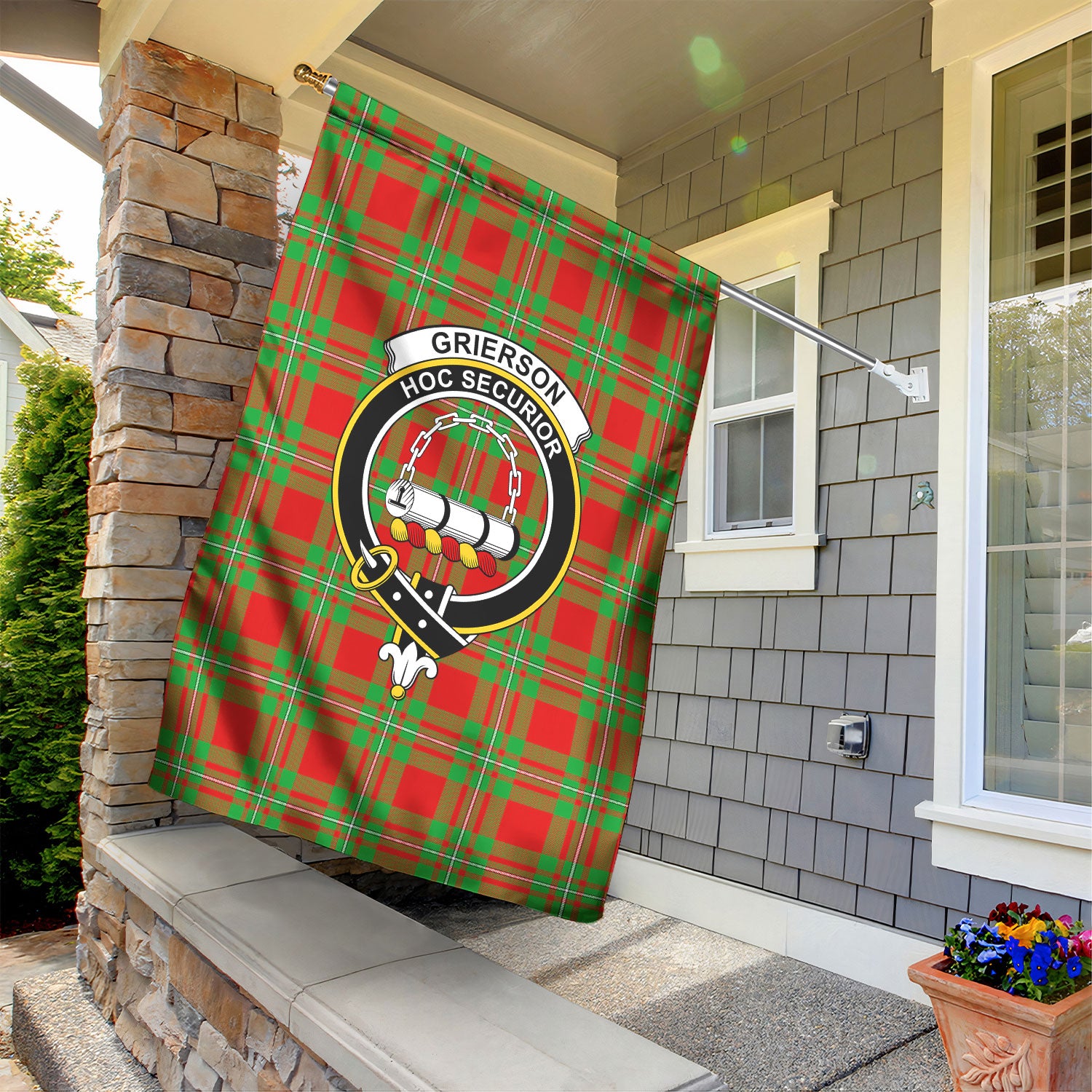 Grierson Tartan Crest Garden Flag