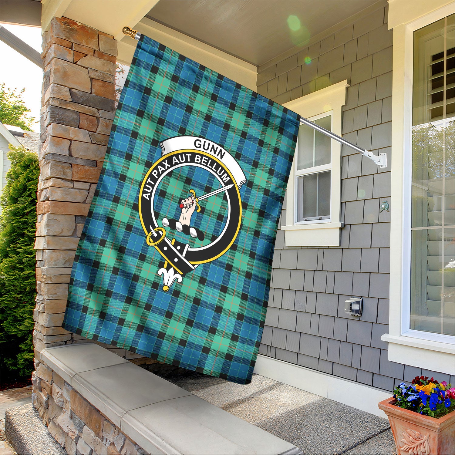 Gunn Ancient Tartan Crest Garden Flag