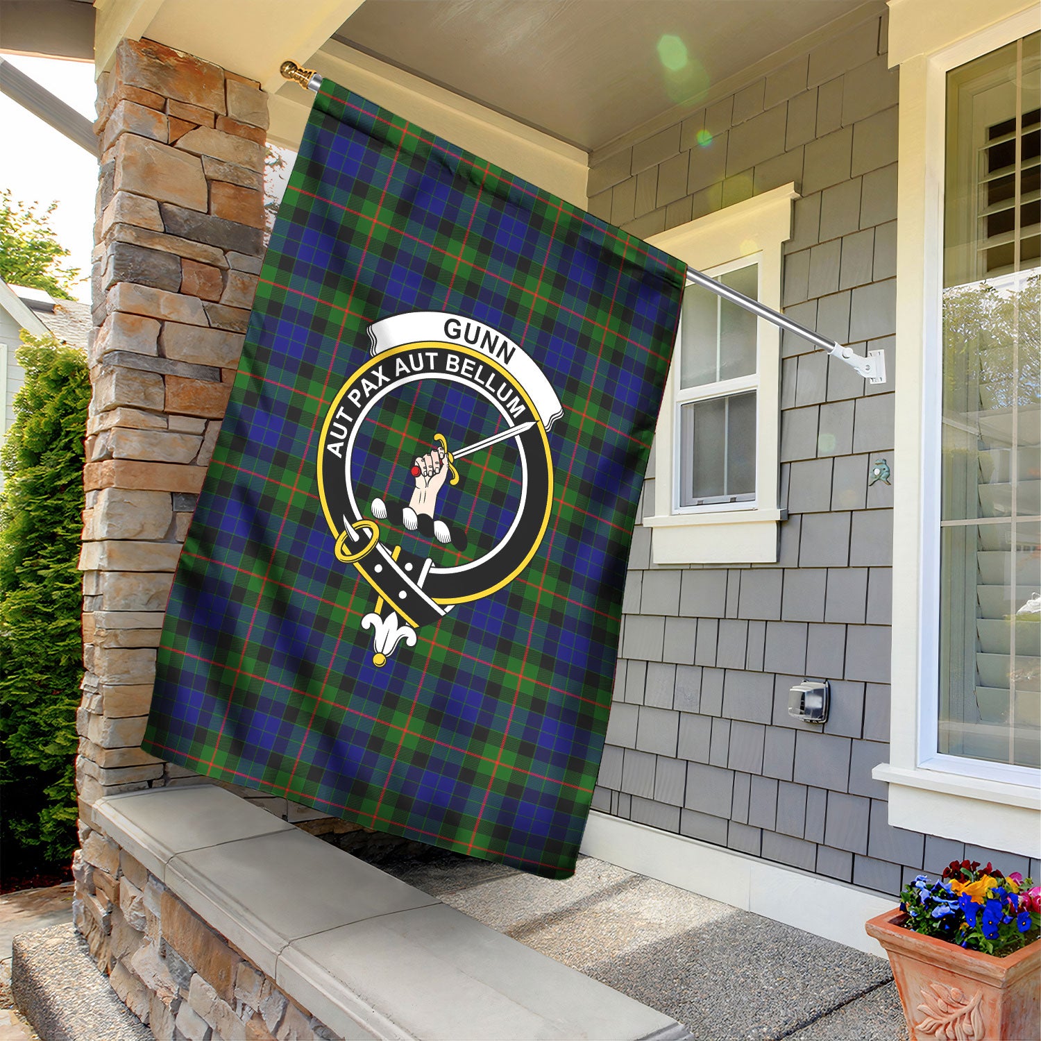 Gunn Modern Tartan Crest Garden Flag