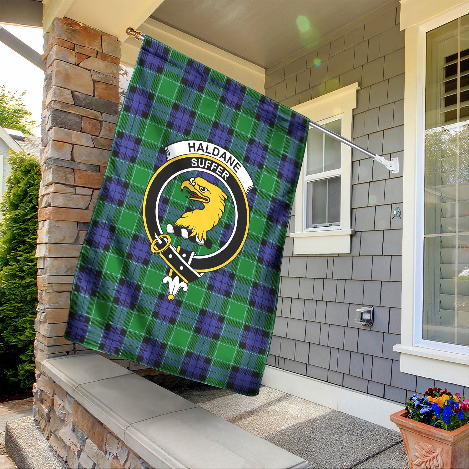 Haldane Tartan Crest Garden Flag
