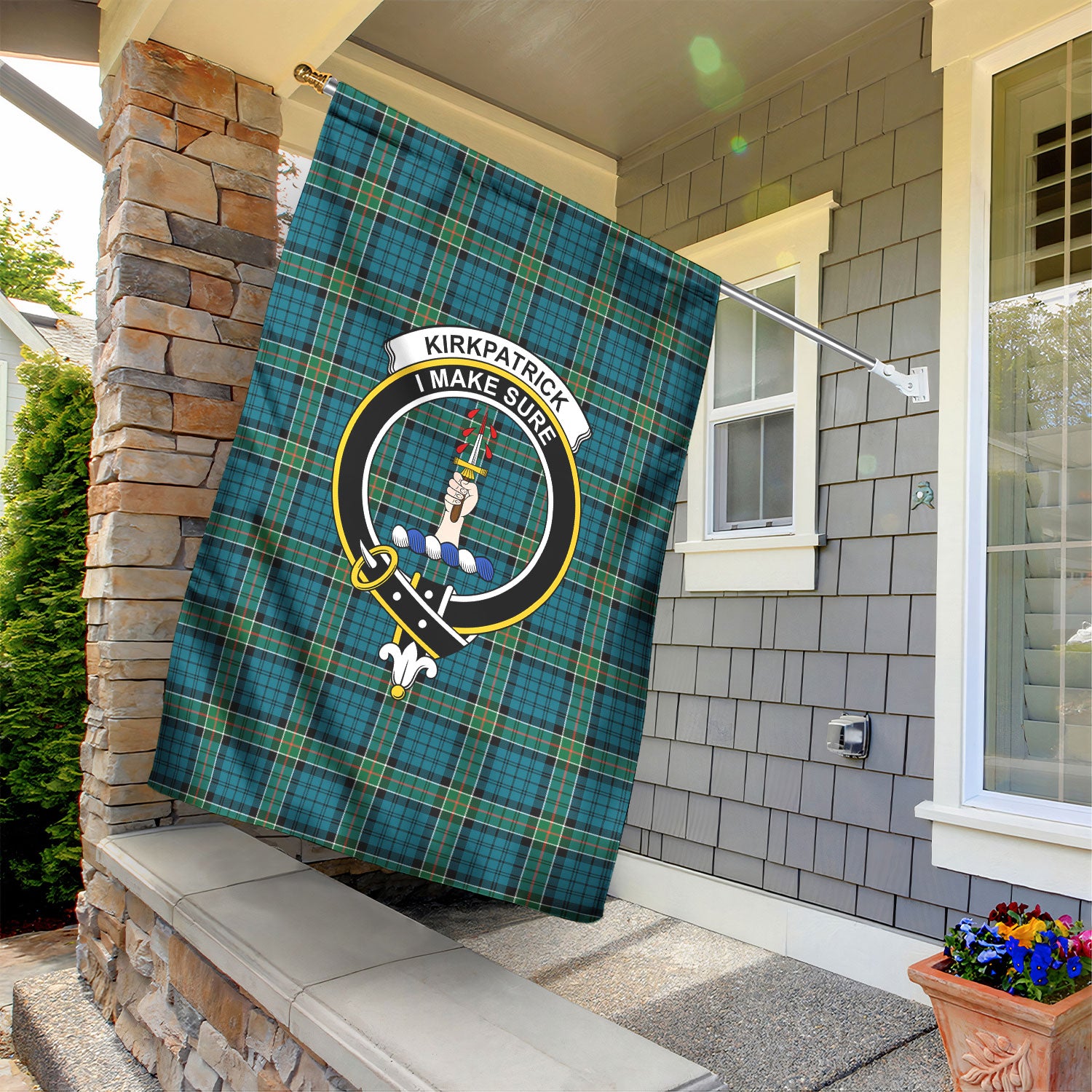 Kirkpatrick Ancient Tartan Crest Garden Flag