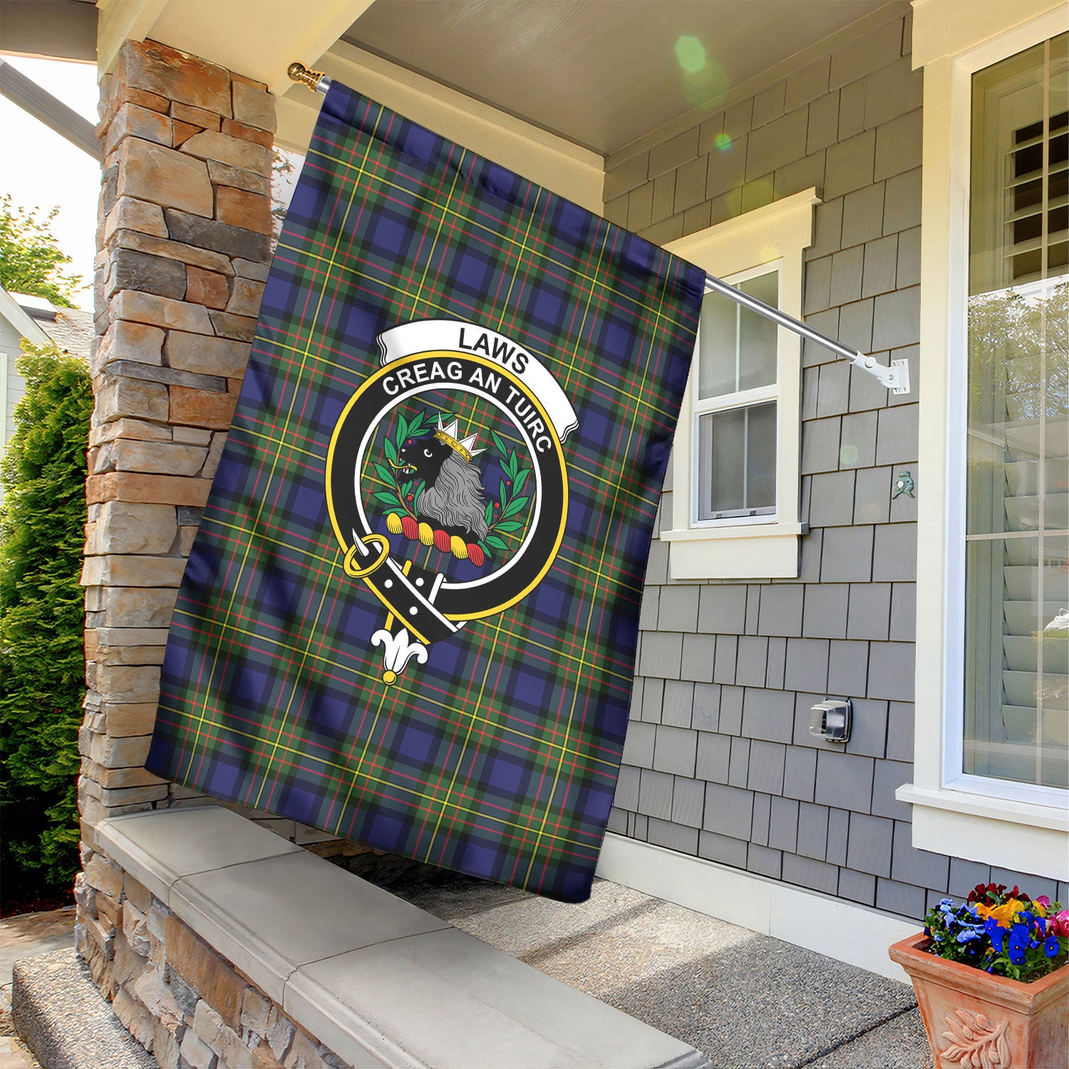 Laws Tartan Crest Garden Flag