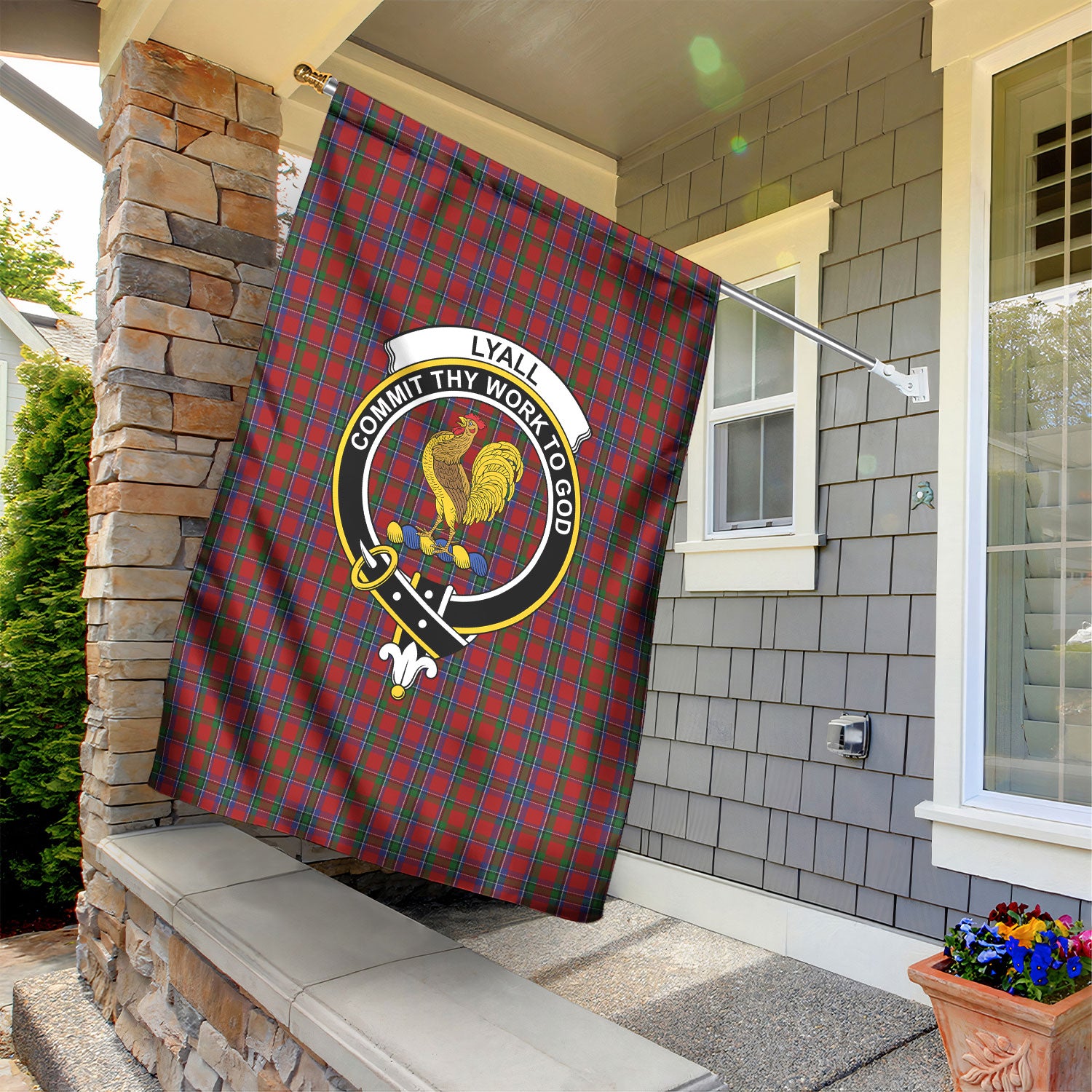 Lyall Tartan Crest Garden Flag