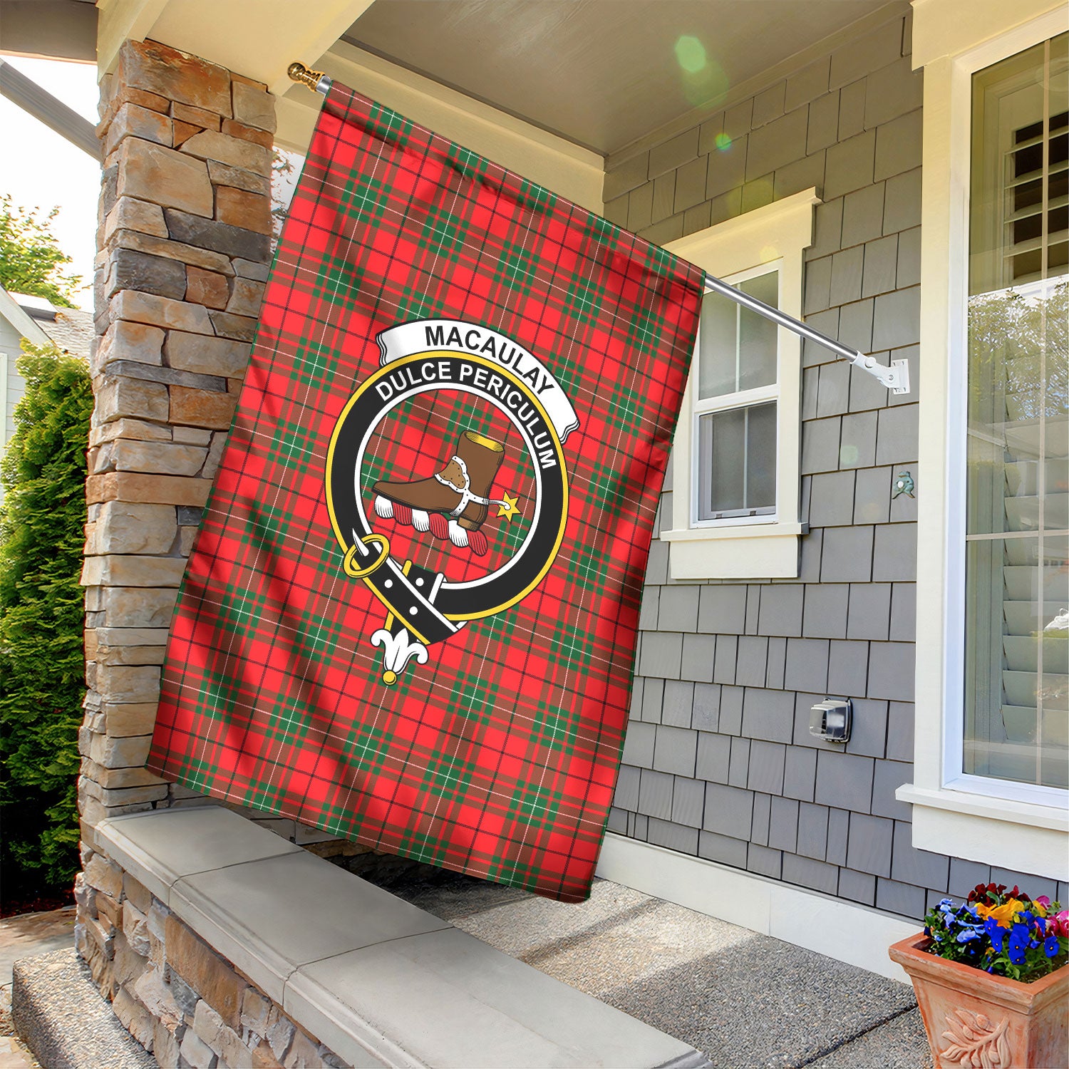 MacAulay Modern Tartan Crest Garden Flag
