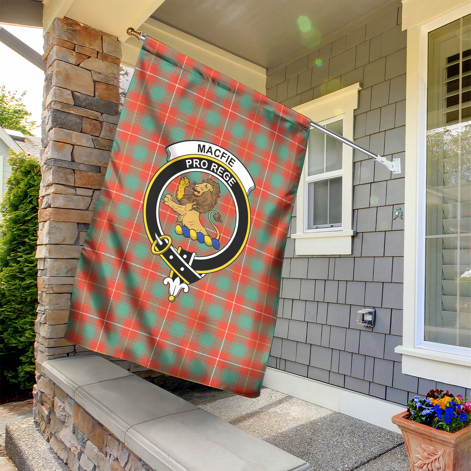 MacFie Ancient Tartan Crest Garden Flag