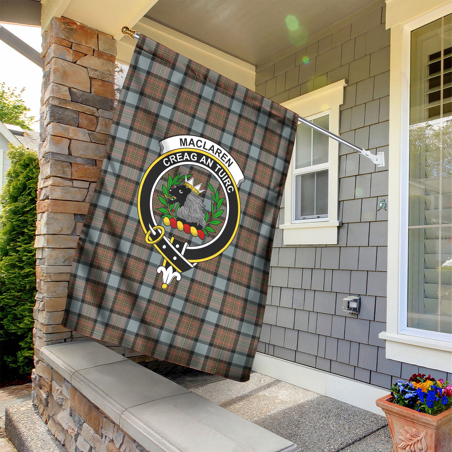 MacLaren Weathered Tartan Crest Garden Flag