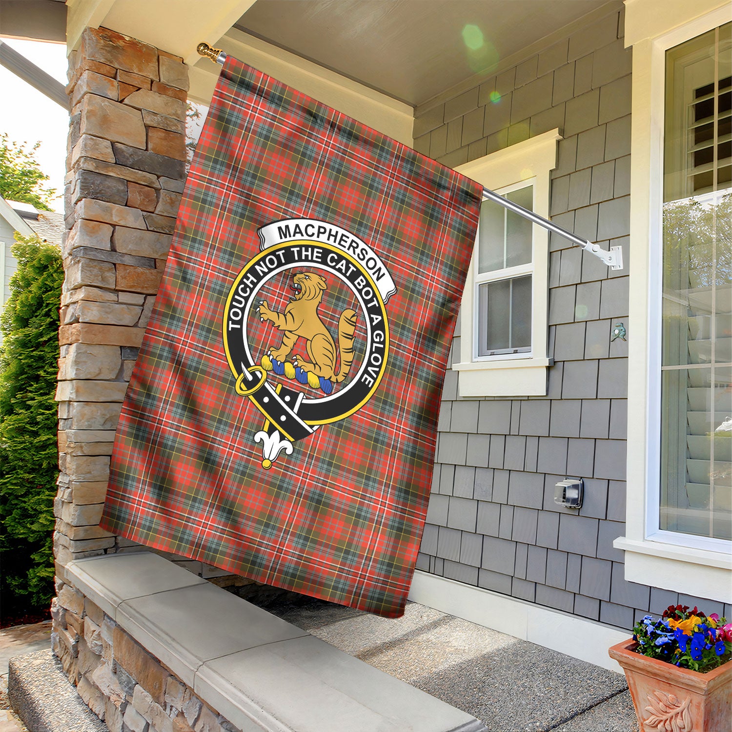 MacPherson Weathered Tartan Crest Garden Flag