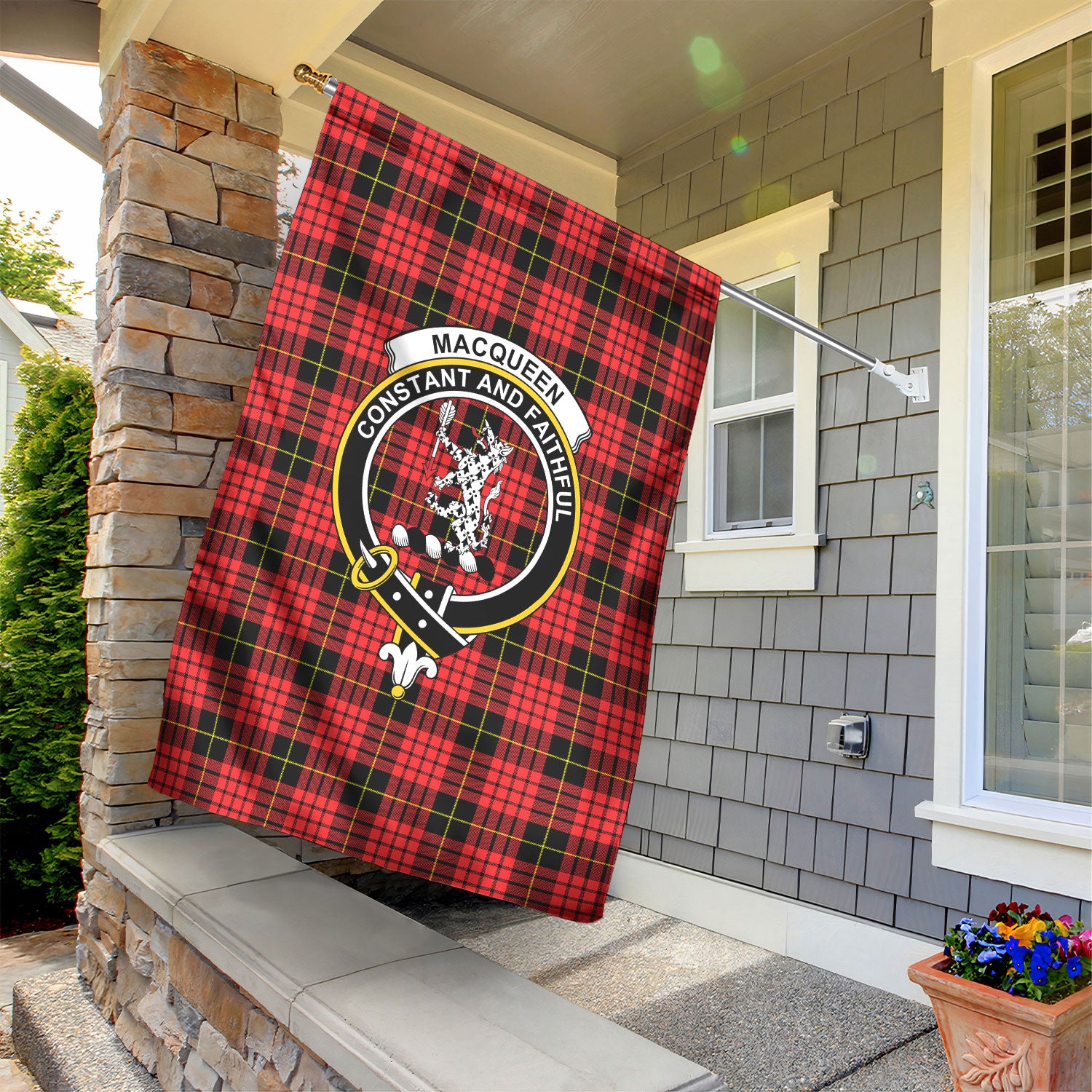MacQueen Modern Tartan Crest Garden Flag