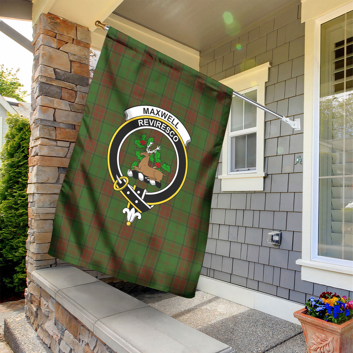 Maxwell Hunting Tartan Crest Garden Flag