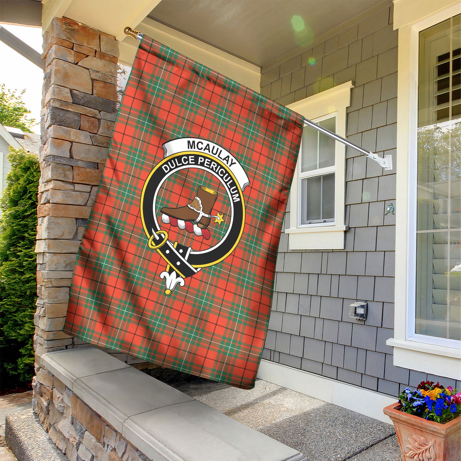 McAulay Ancient Tartan Crest Garden Flag