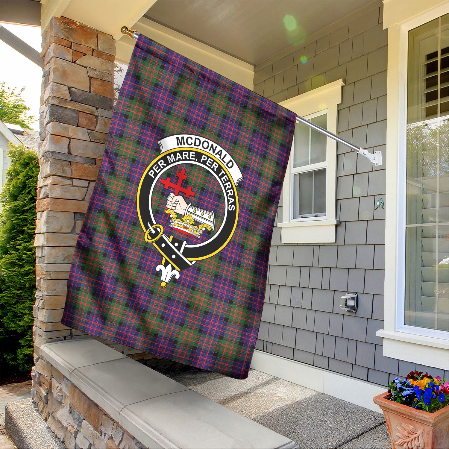 McDonald Modern Tartan Crest Garden Flag