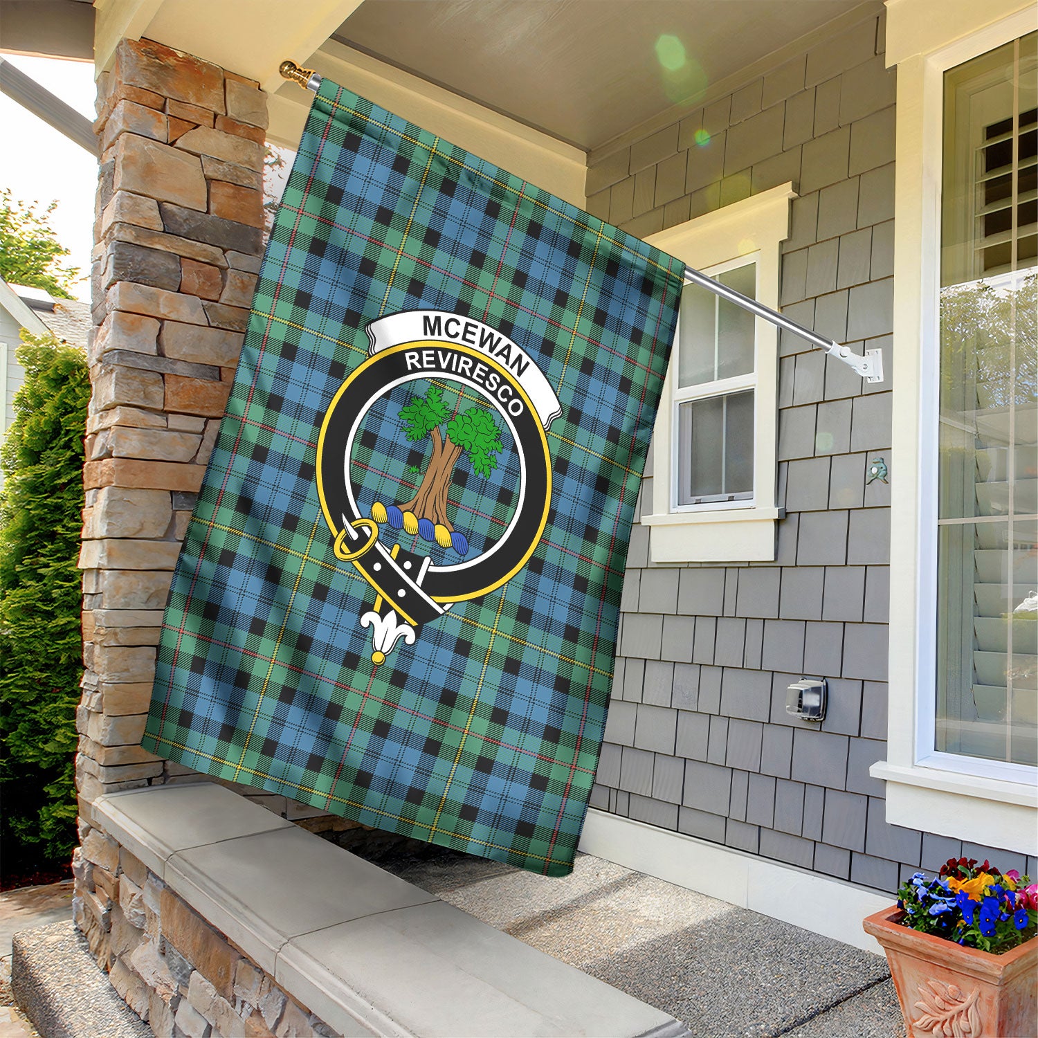 McEwan Ancient Tartan Crest Garden Flag