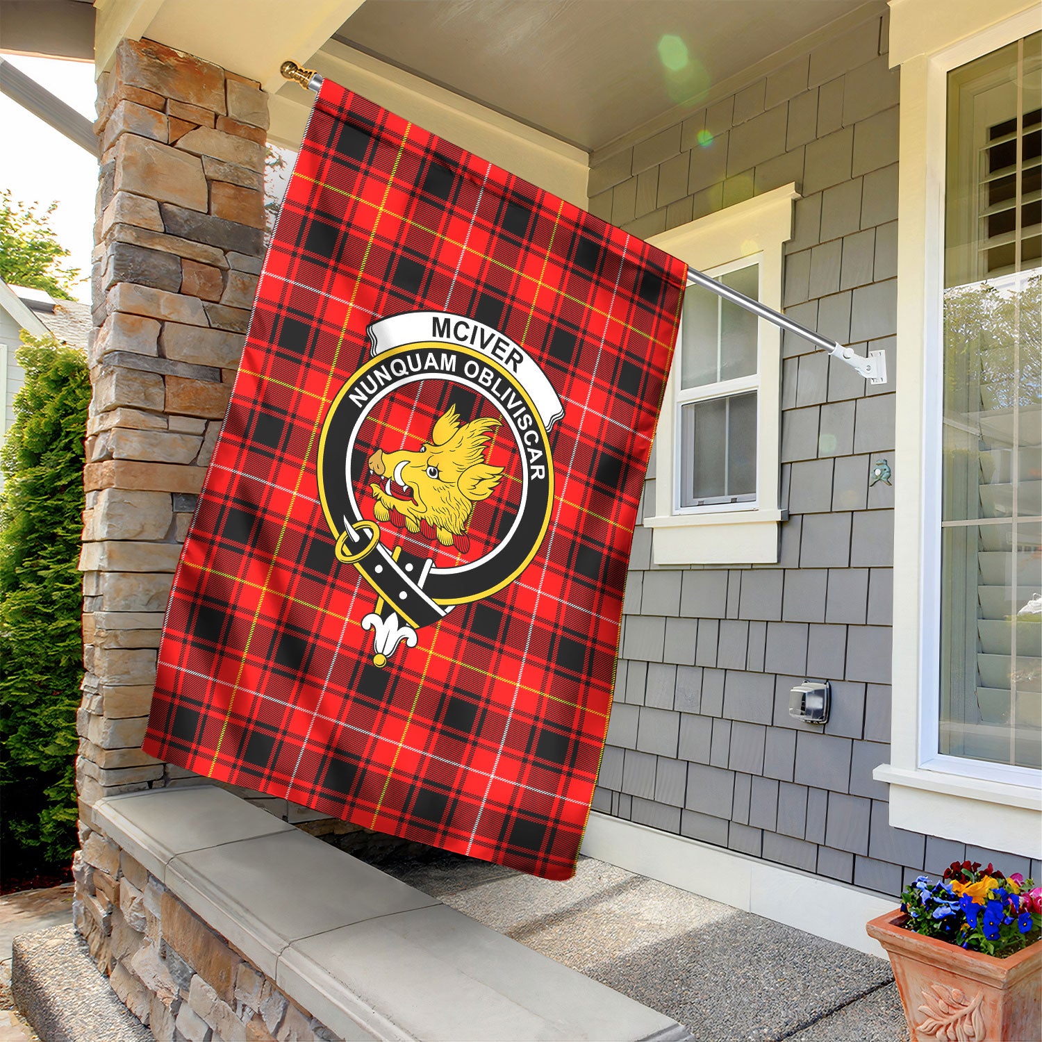 McIver Modern Tartan Crest Garden Flag