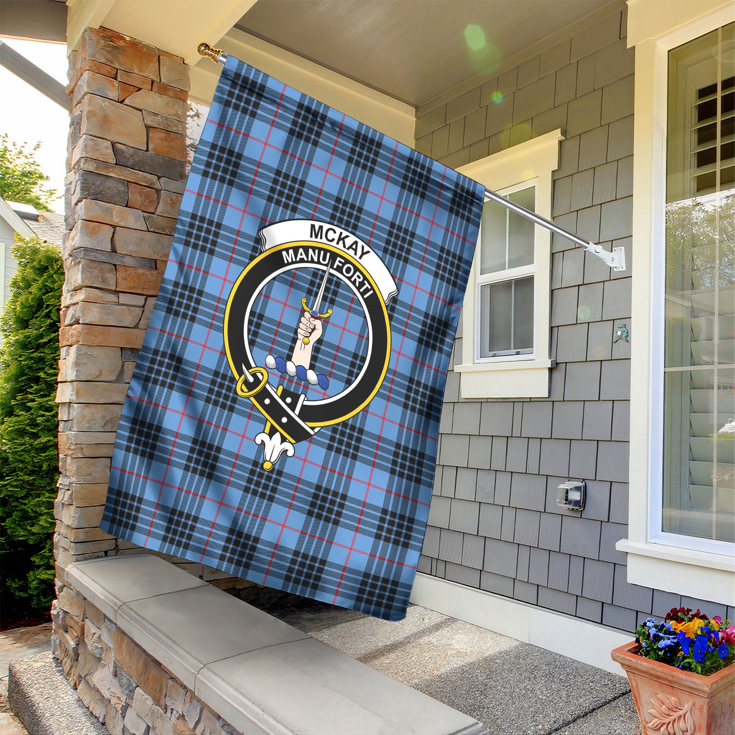 McKay Blue Tartan Crest Garden Flag