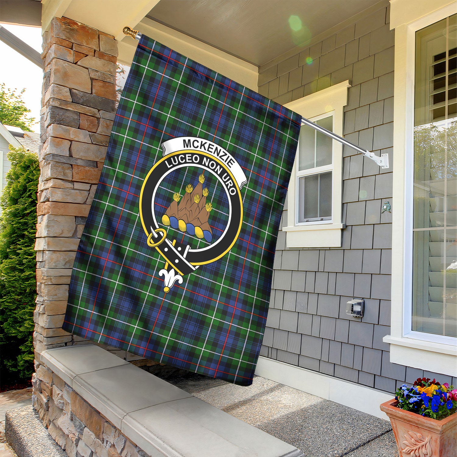 McKenzie Modern Tartan Crest Garden Flag