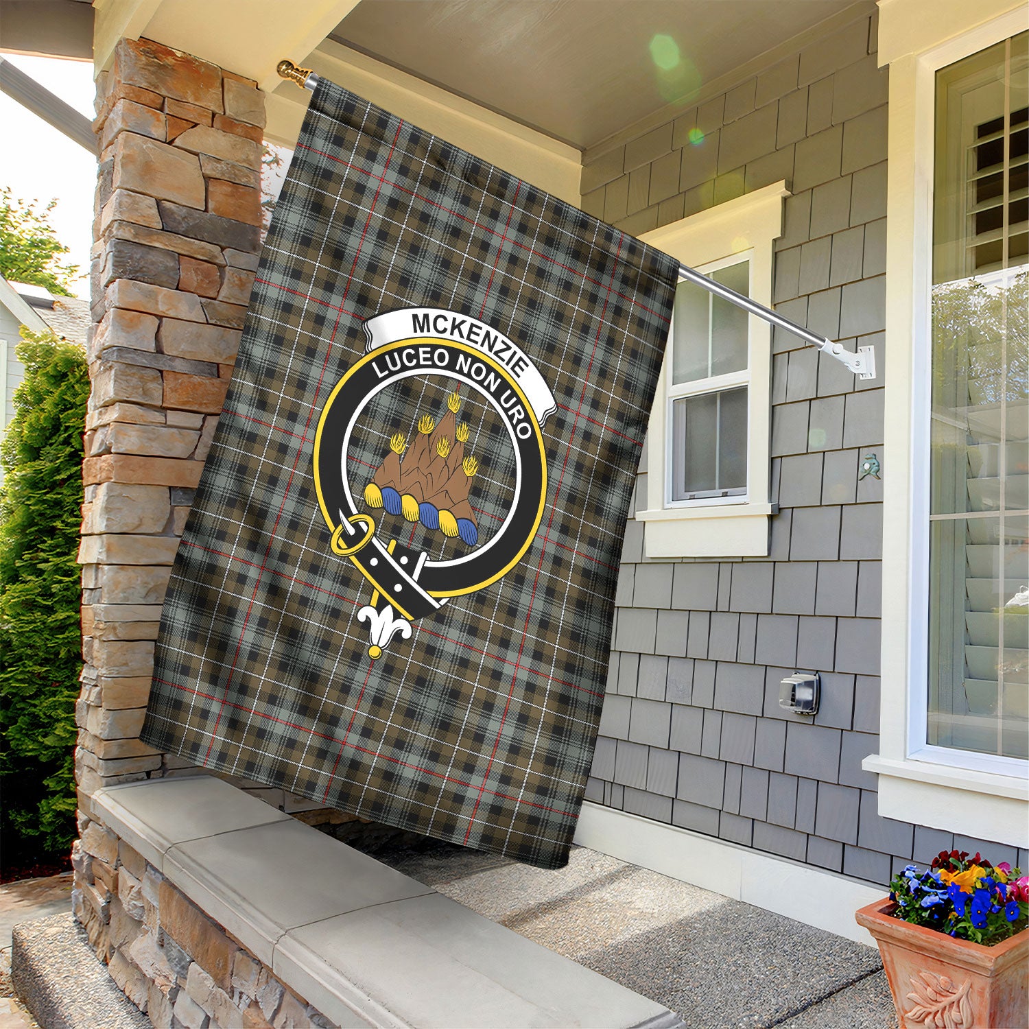 McKenzie Weathered Tartan Crest Garden Flag