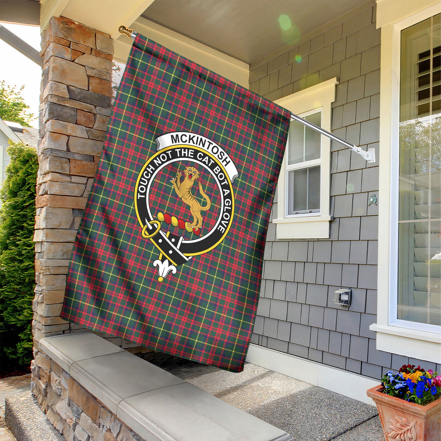 McKintosh Hunting Modern Tartan Crest Garden Flag