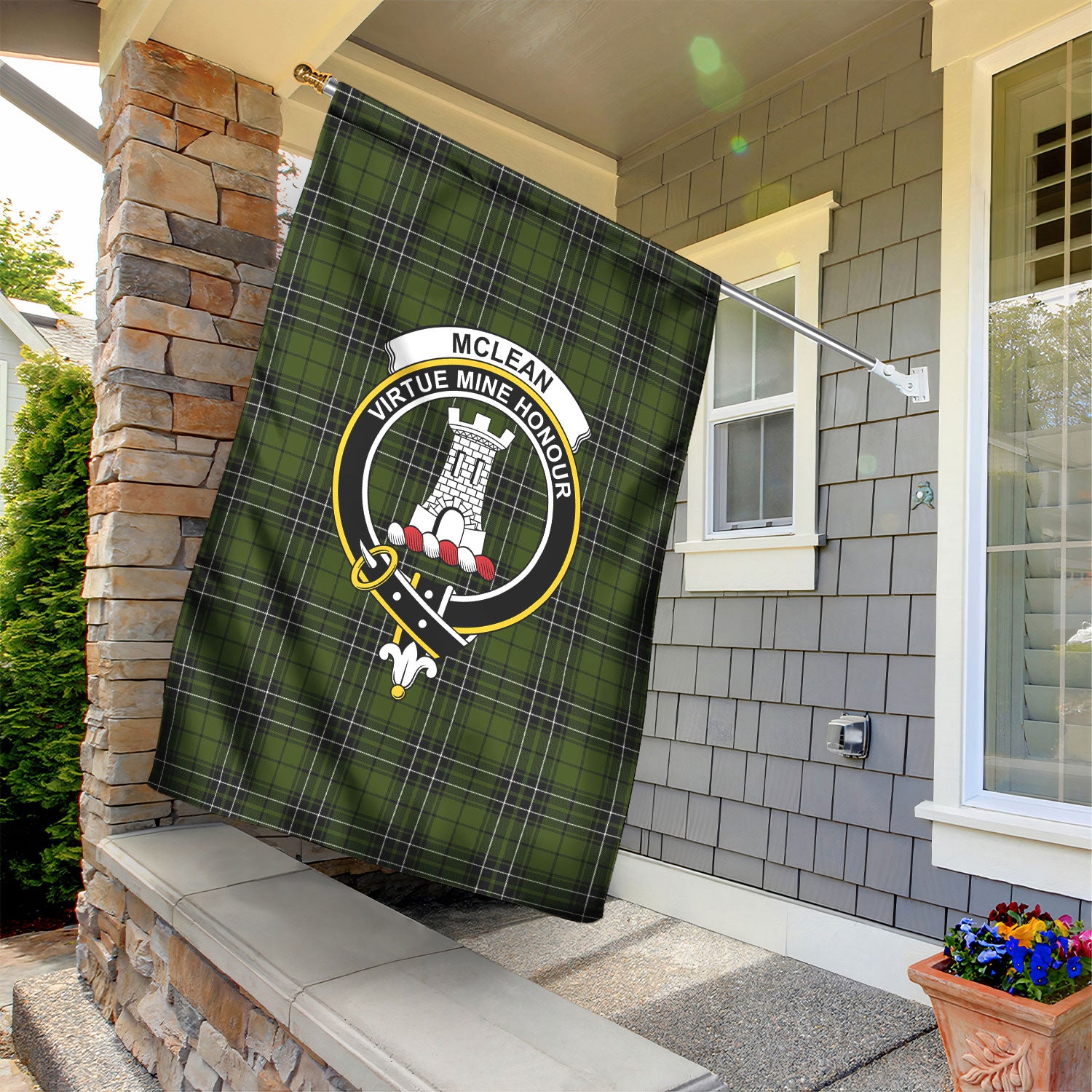 McLean Hunting Tartan Crest Garden Flag