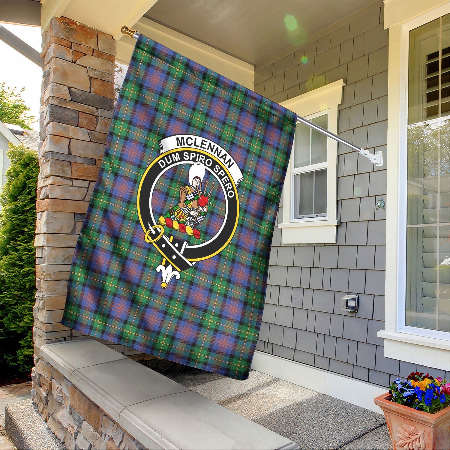 McLennan Ancient Tartan Crest Garden Flag