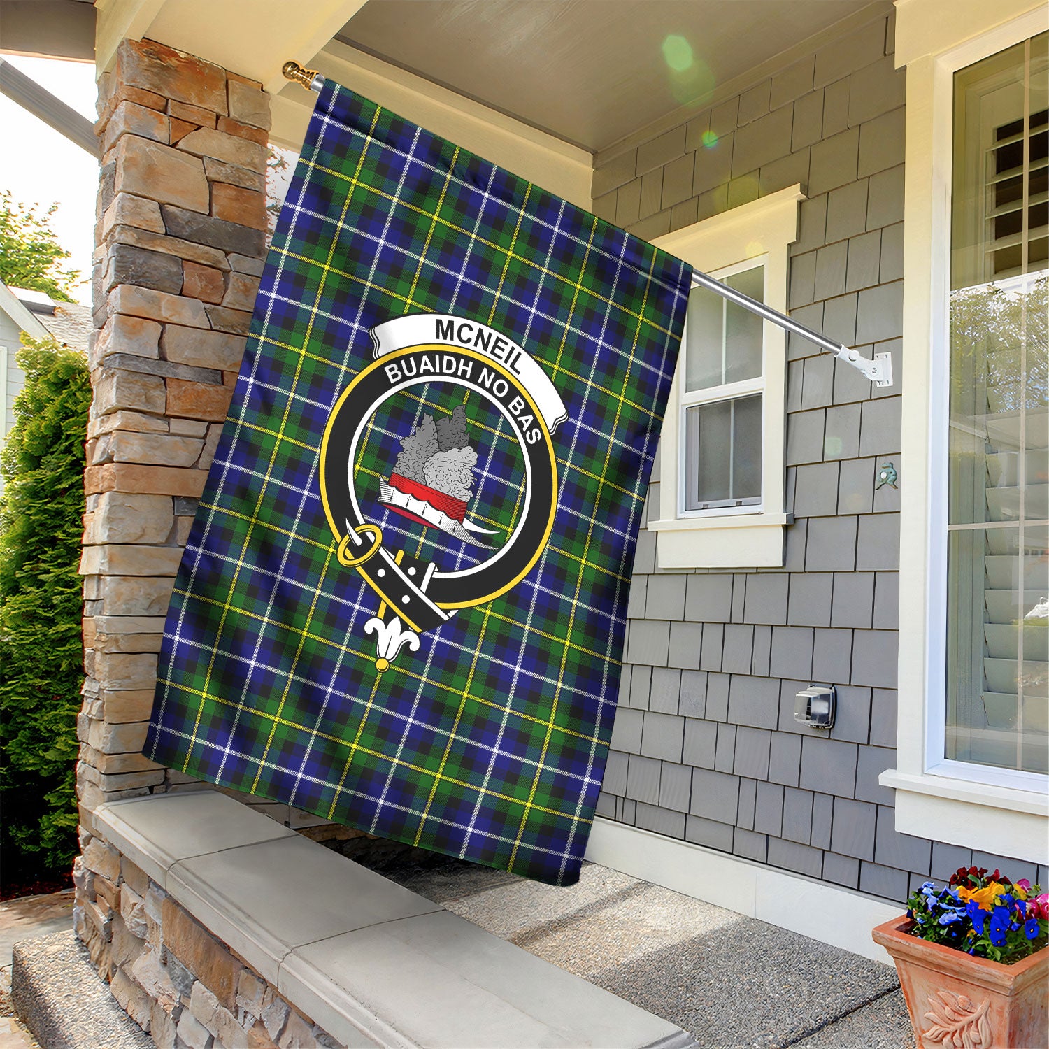 McNeil of Barra Modern Tartan Crest Garden Flag