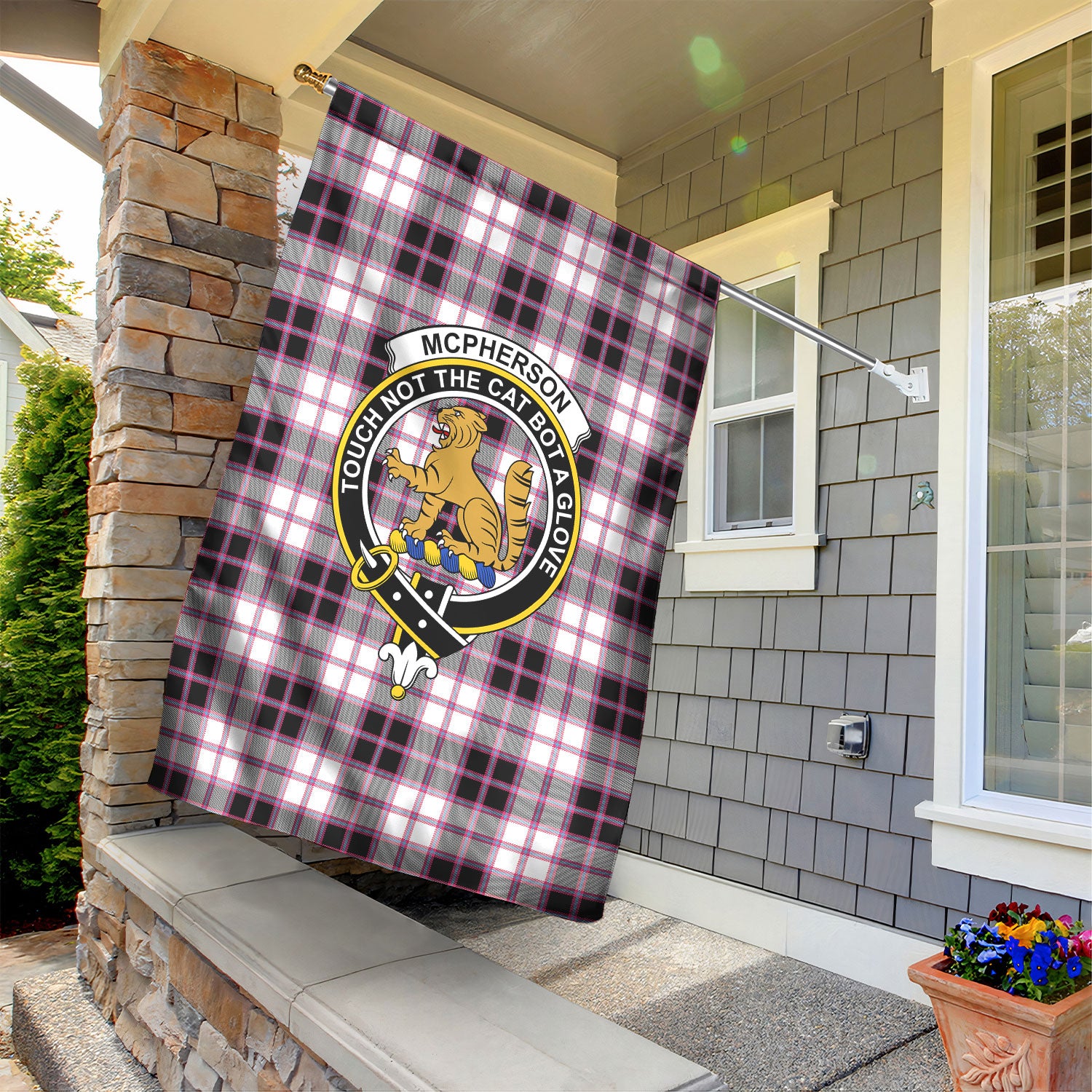 McPherson Hunting Modern Tartan Crest Garden Flag