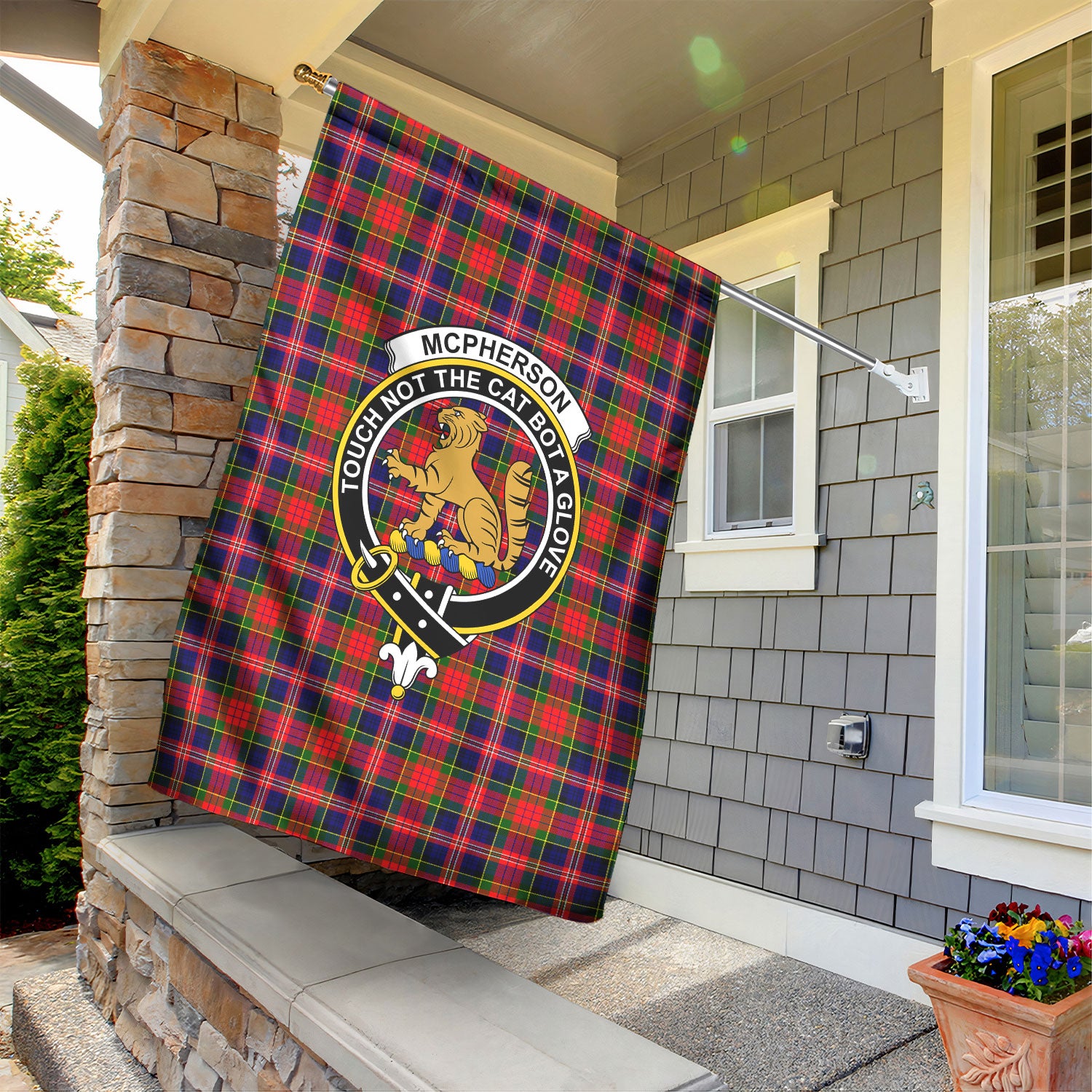 McPherson Modern Tartan Crest Garden Flag