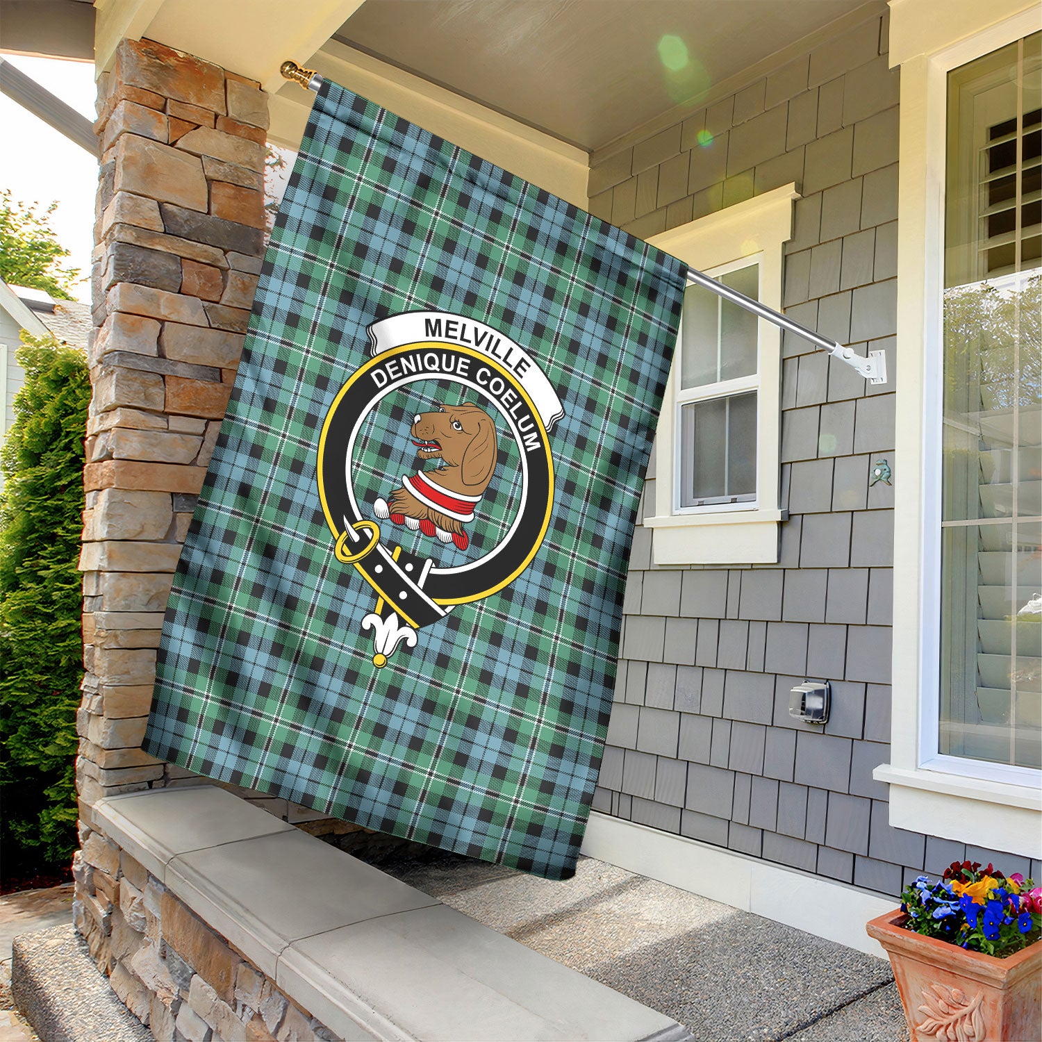 Melville Tartan Crest Garden Flag