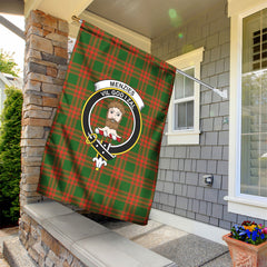 Menzies Green Modern Tartan Crest Garden Flag