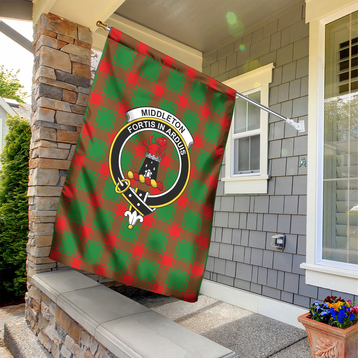 Middleton Modern Tartan Crest Garden Flag