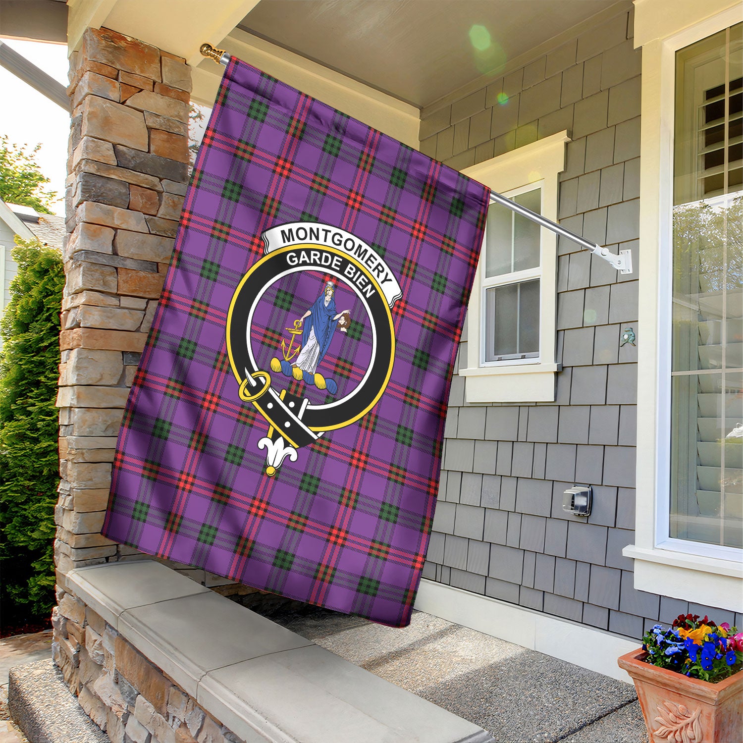 Montgomery Modern Tartan Crest Garden Flag