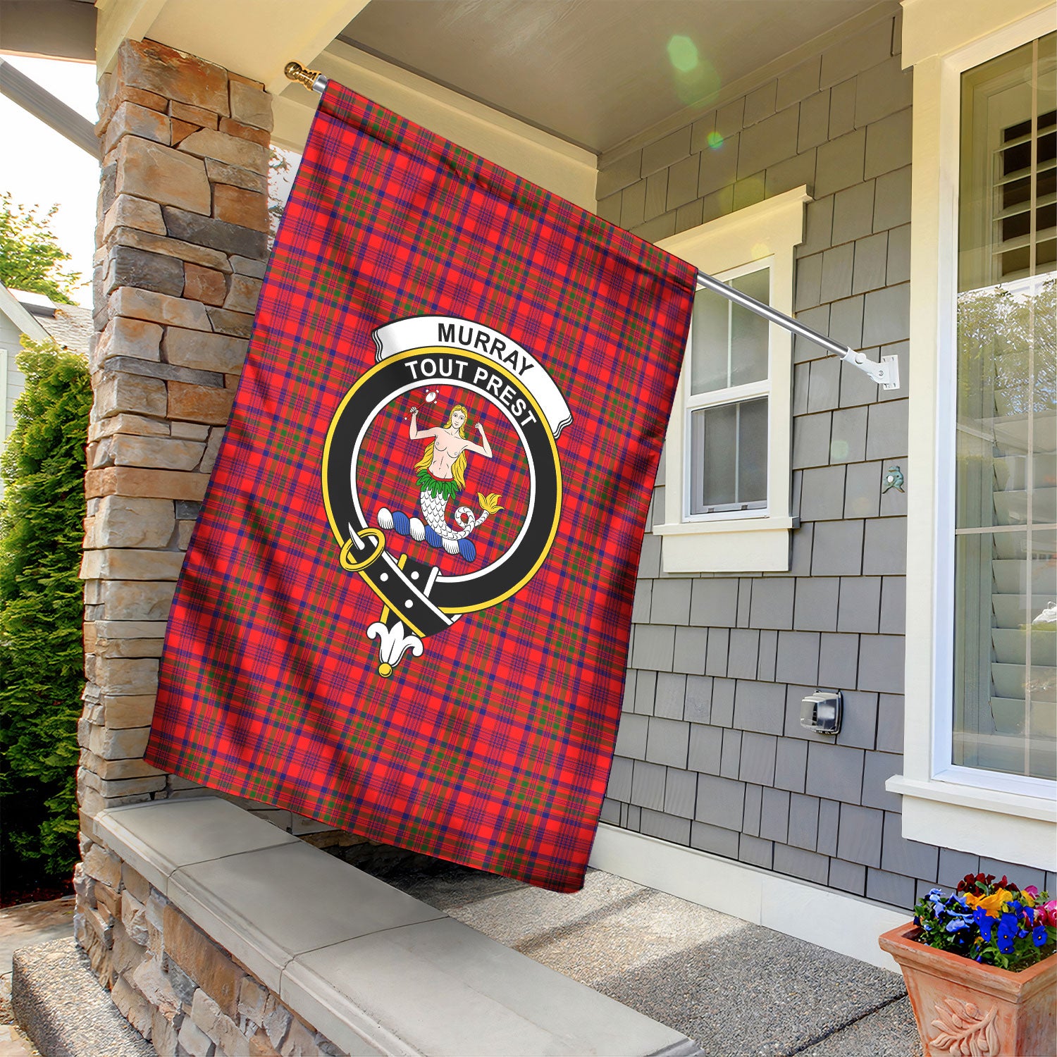 Murray of Tulloch Modern Tartan Crest Garden Flag
