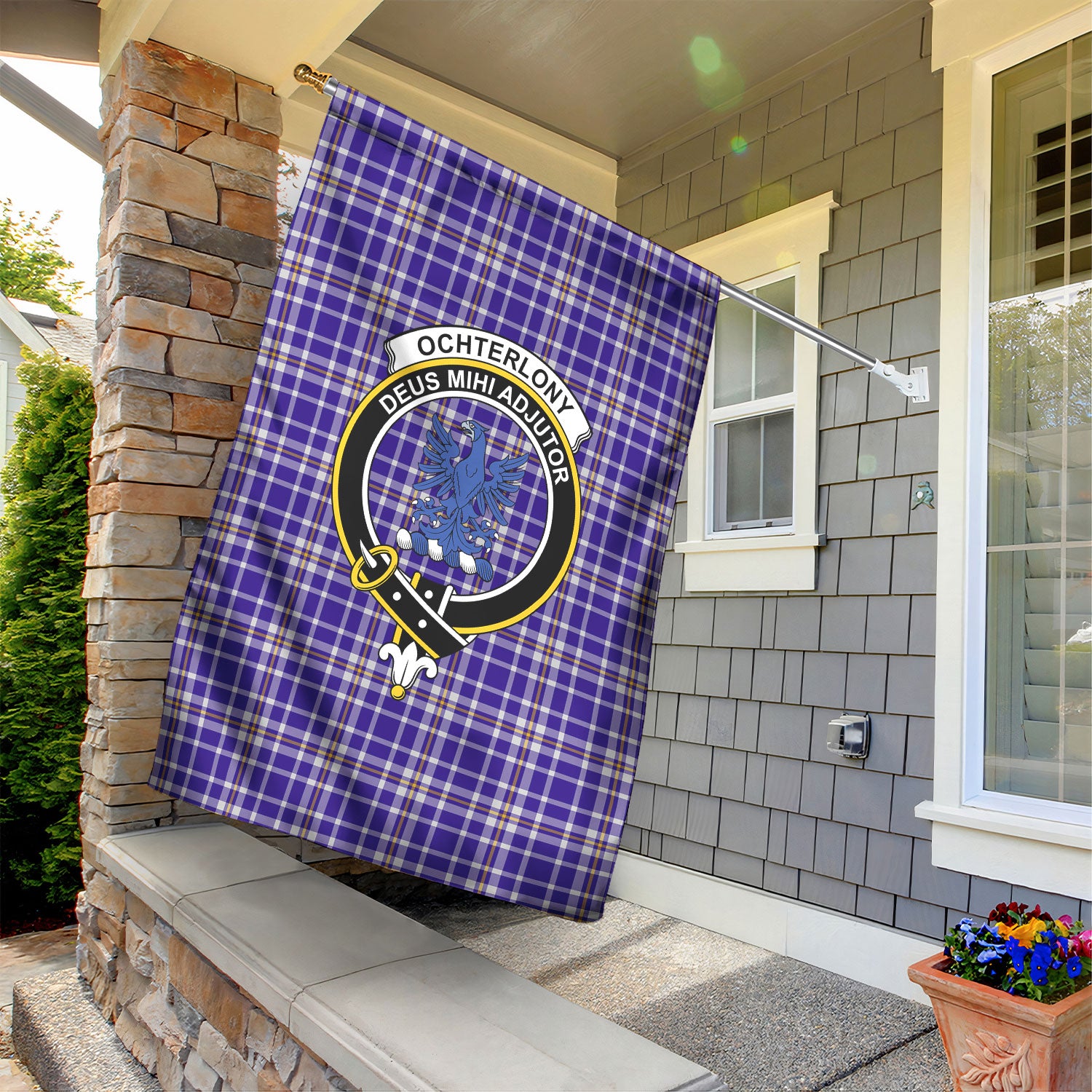 Ochterlony Tartan Crest Garden Flag